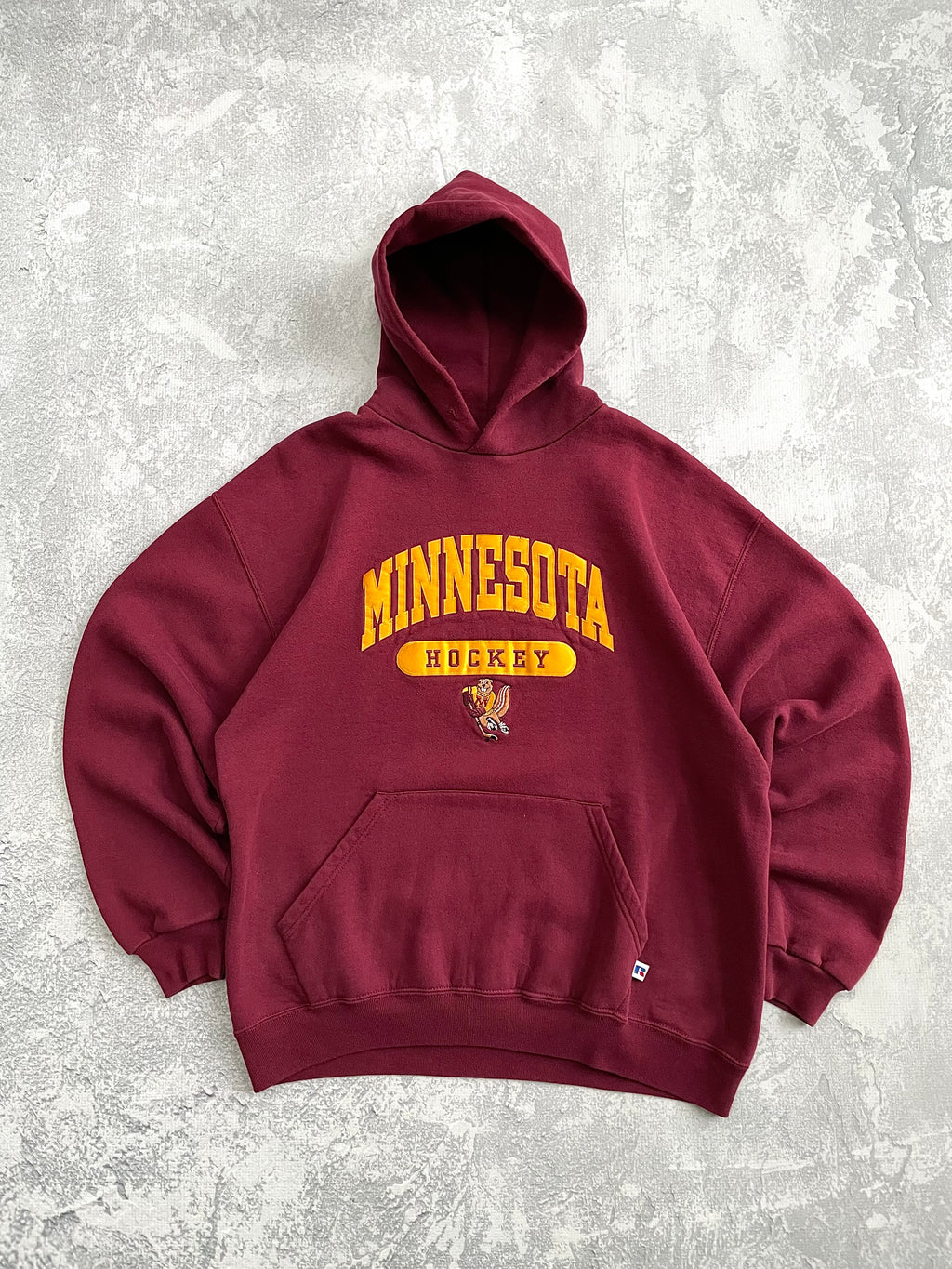 Vintage 90s Russell Athletic University of Minnesota Hockey Burgundy Hoodie - XL