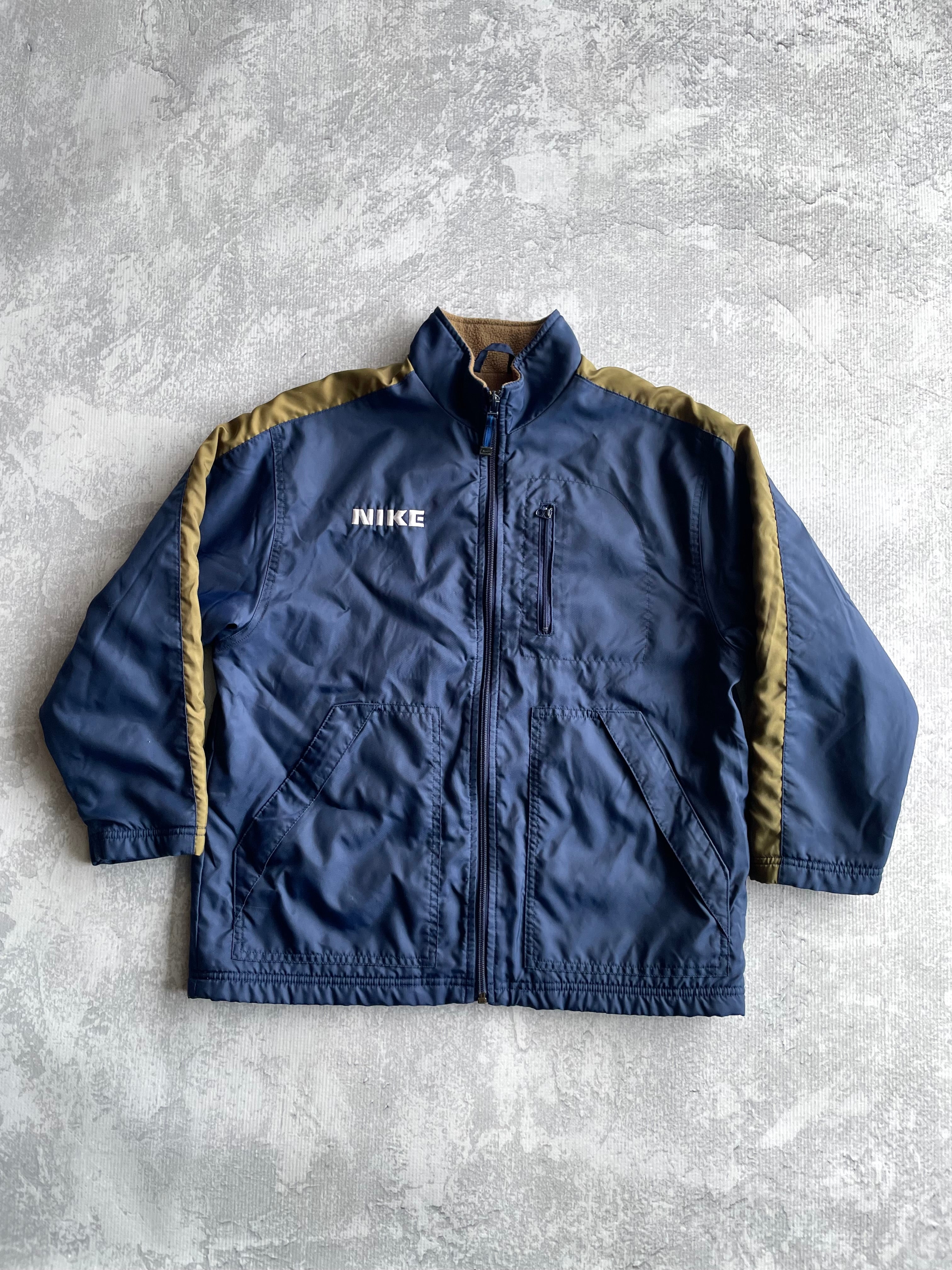 Vintage 2000s Nike Spellout Blue/Green Lined Shell Jacket