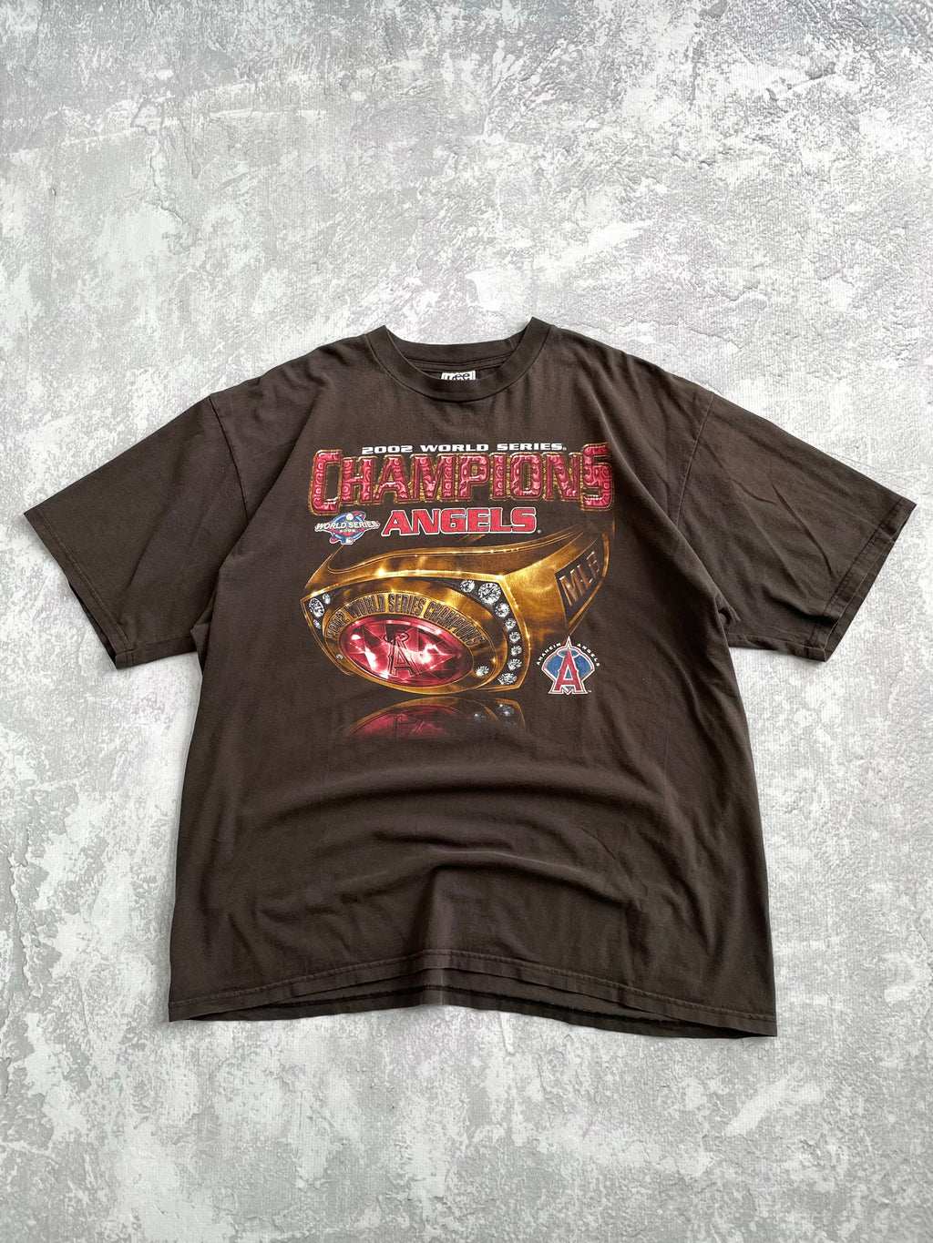 Vintage 2002 Angels World Series Champions Ring Tee Shirt - 2XL