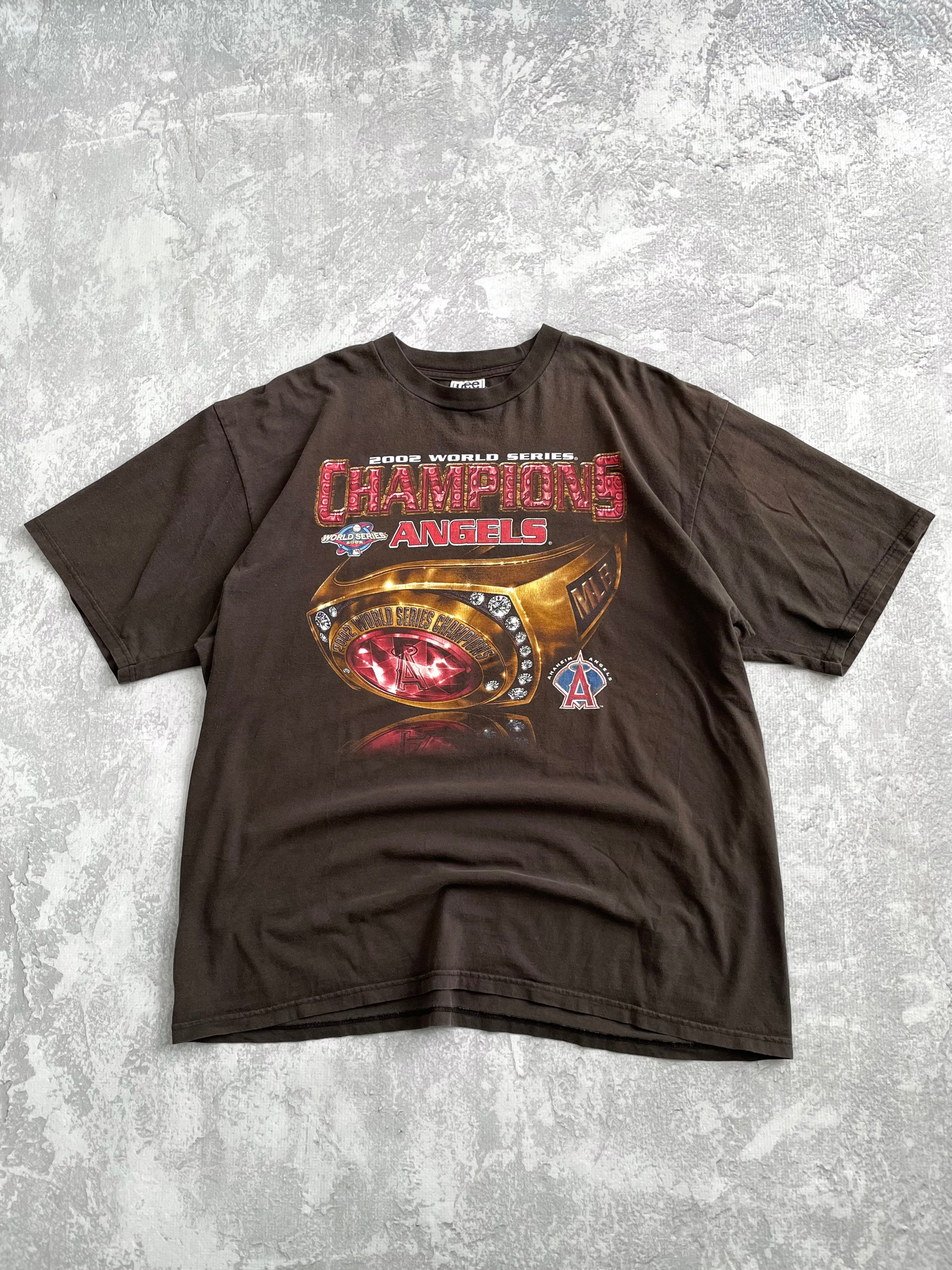 Vintage 2002 Angels World Series Champions Ring Tee Shirt - 2XL