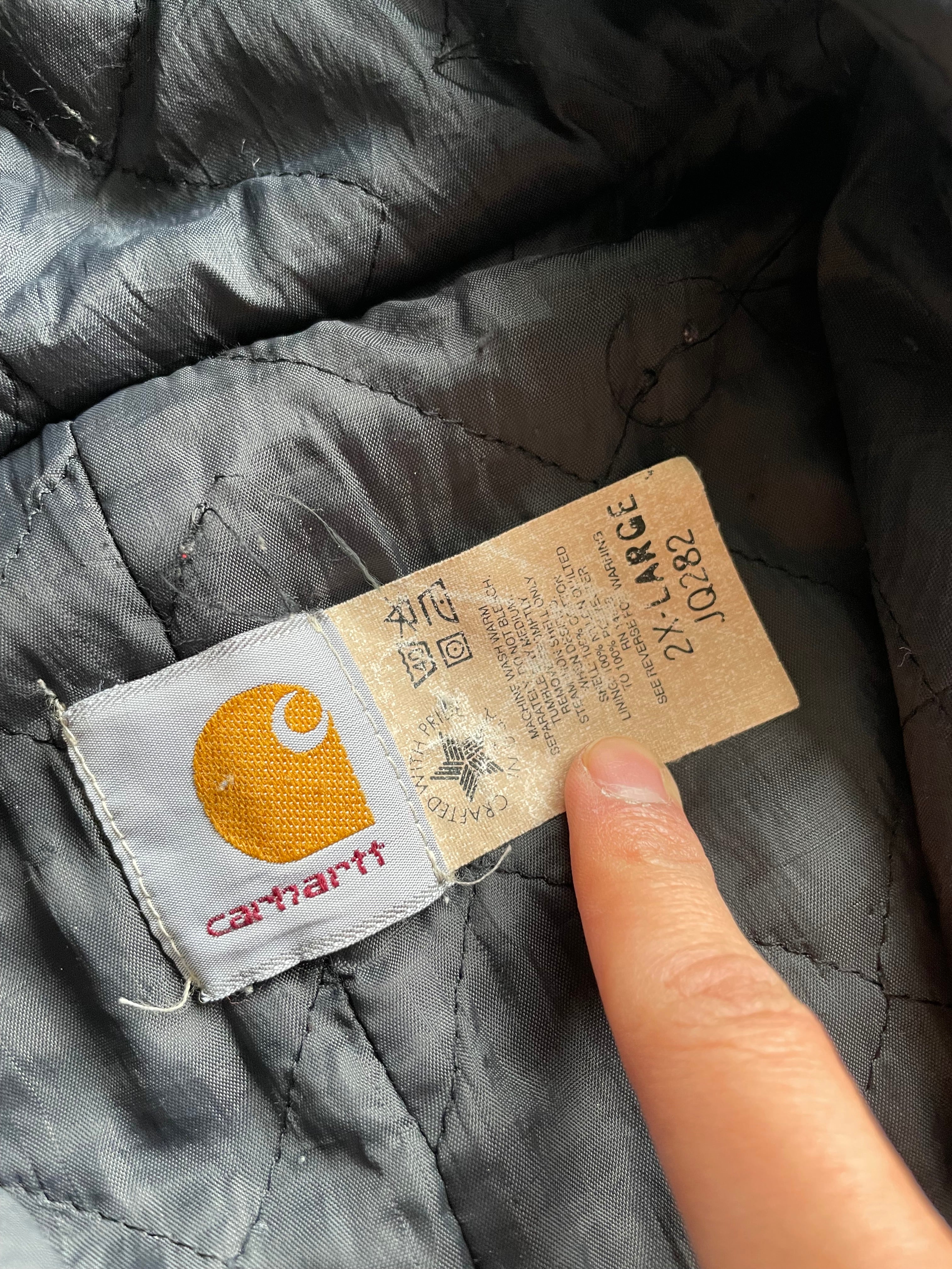 Vintage 90s Carhartt JQ282 Brown Worker Hooded Jacket - 2XL