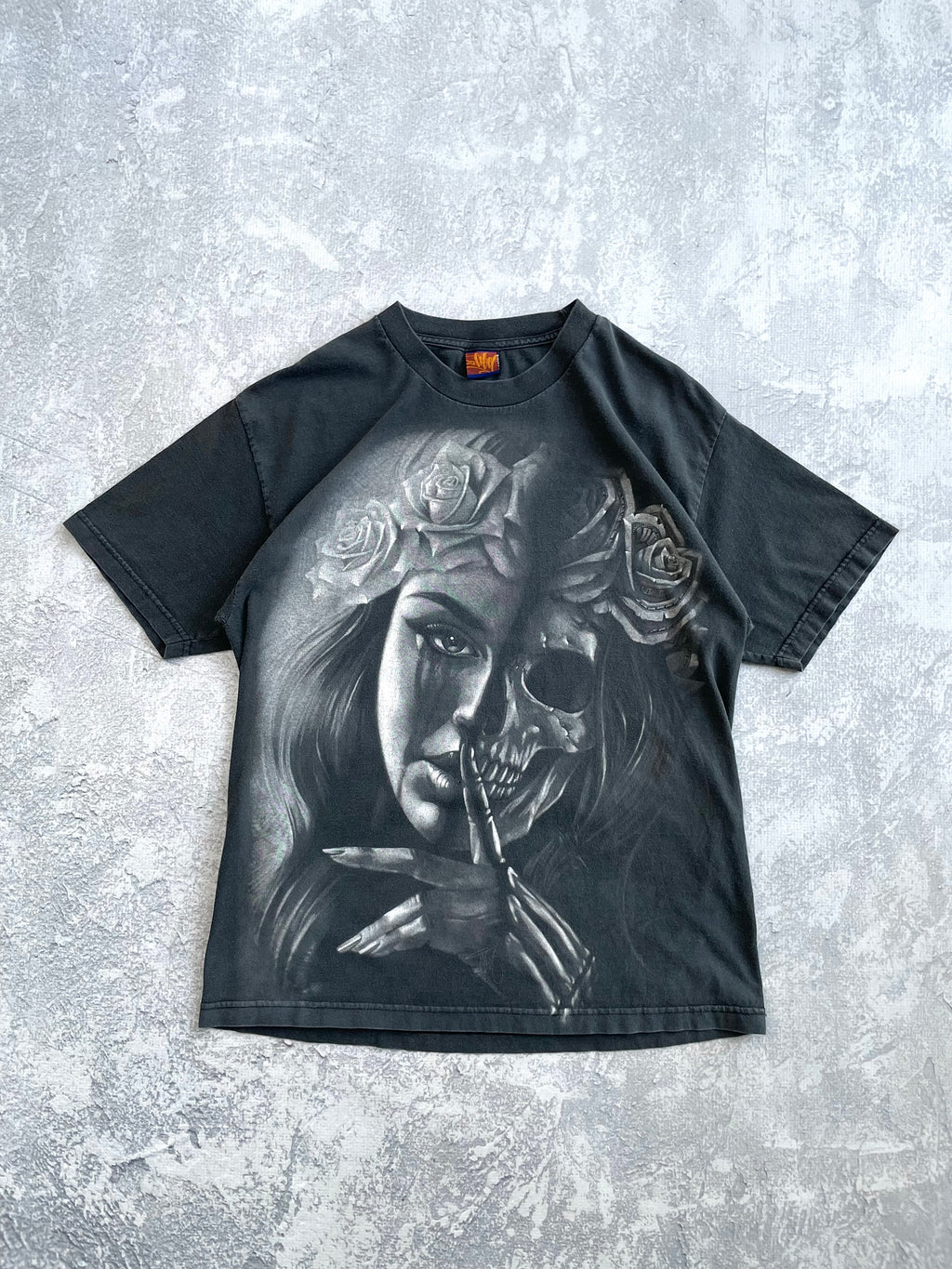 Vintage 2000s OG Abel Skull Girl Art Tee Shirt - XL