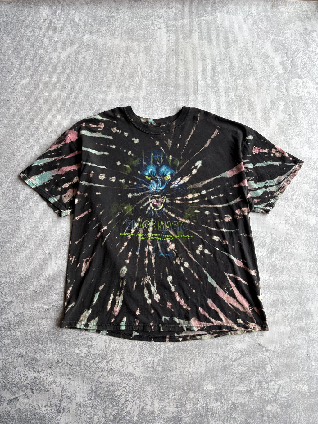 Vintage Black Magic Panther Tie Dye Tee Shirt - 2XL