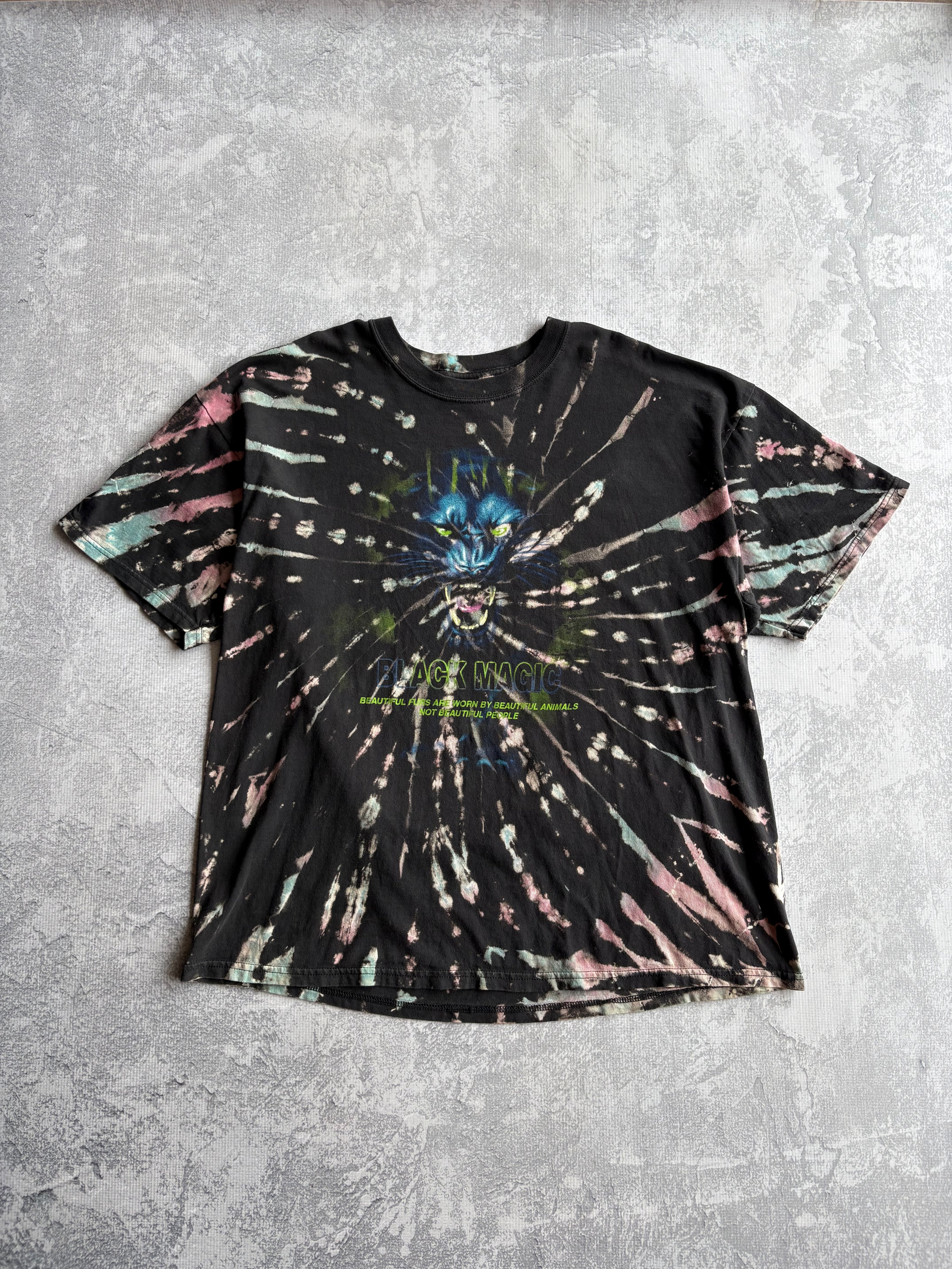 Vintage Black Magic Panther Tie Dye Tee Shirt - 2XL
