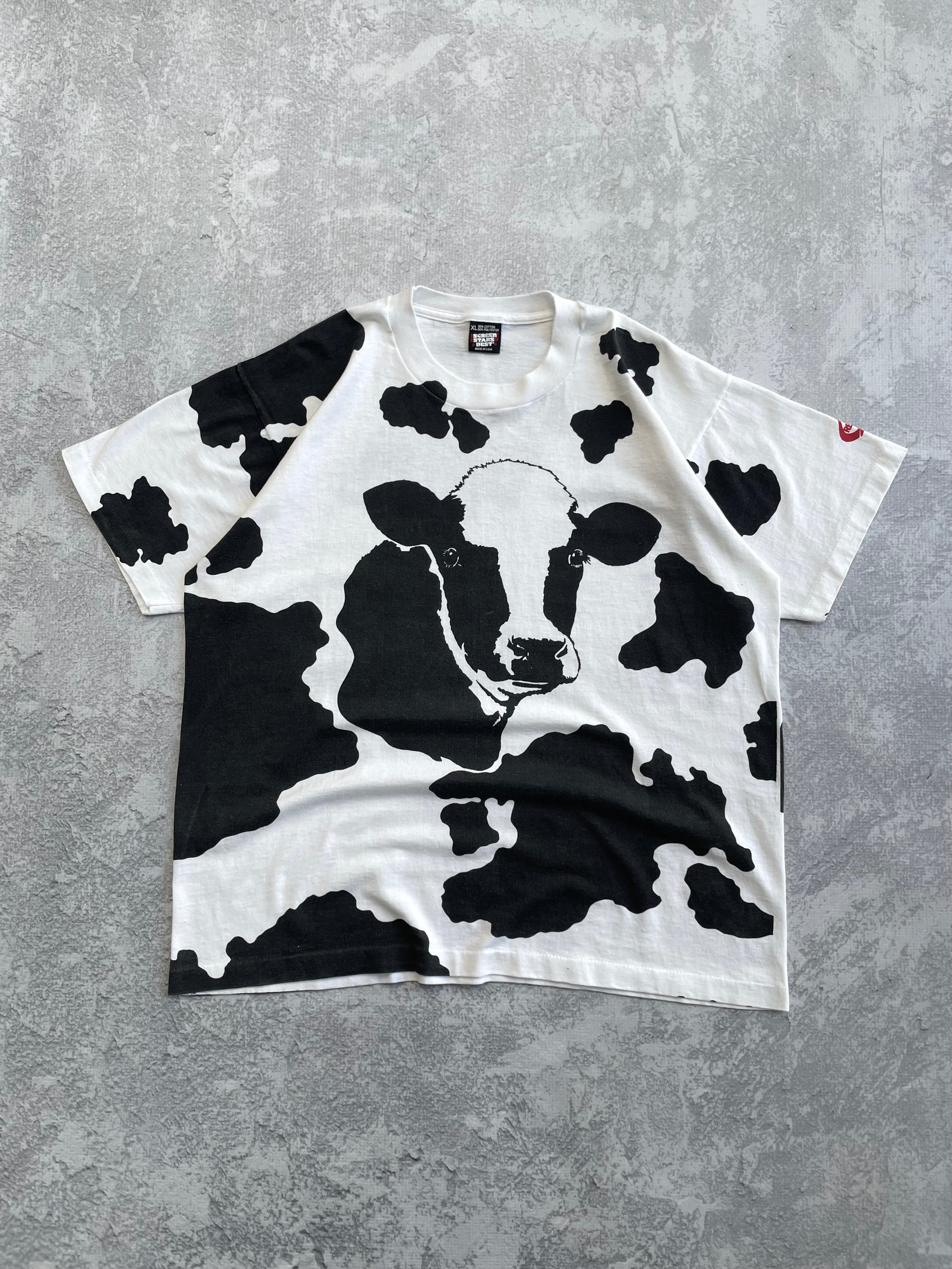 Vintage 90s Cow All Over Print Tee Shirt - XL
