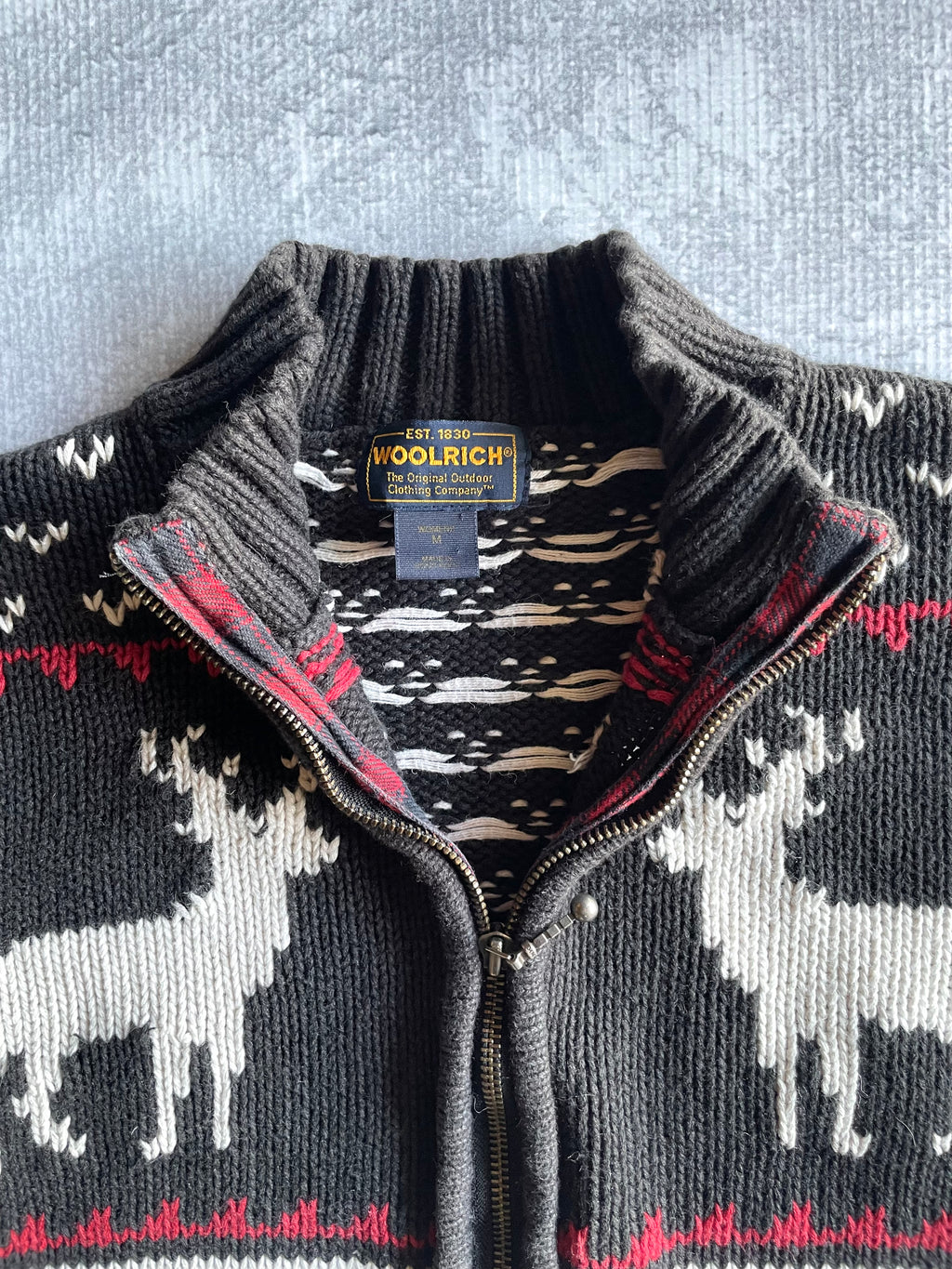 Vintage Woolrich Christmas Knit Zip up Sweater - M
