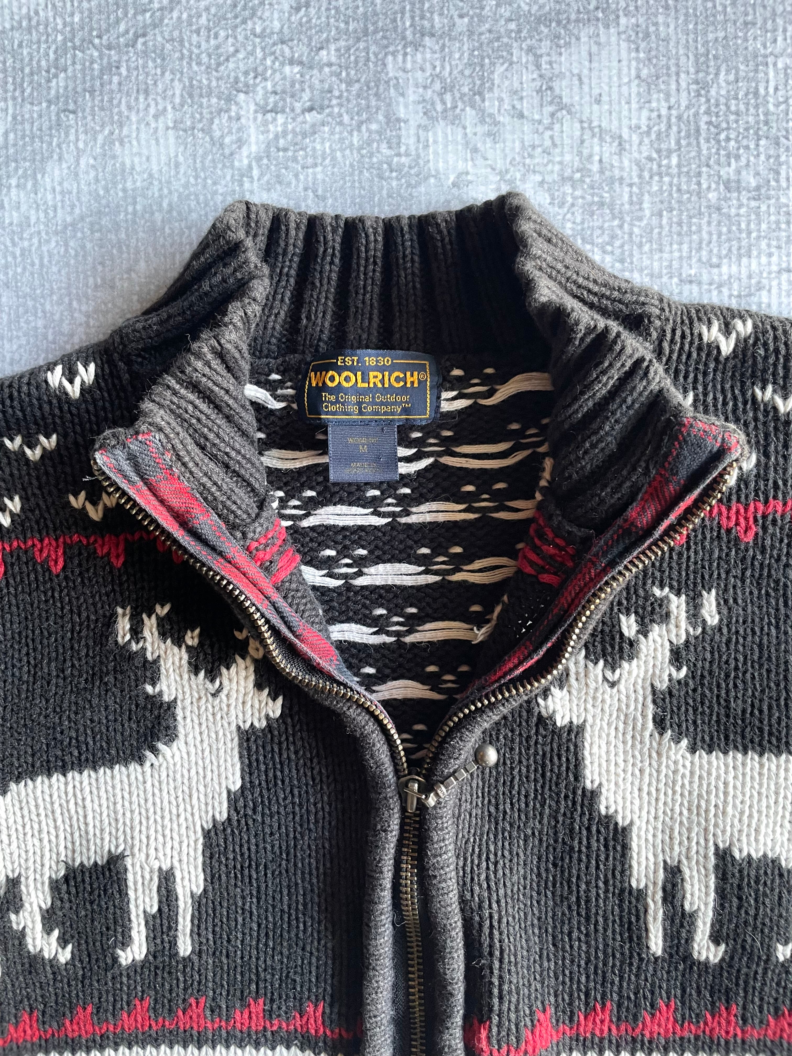 Vintage Woolrich Christmas Knit Zip up Sweater - M