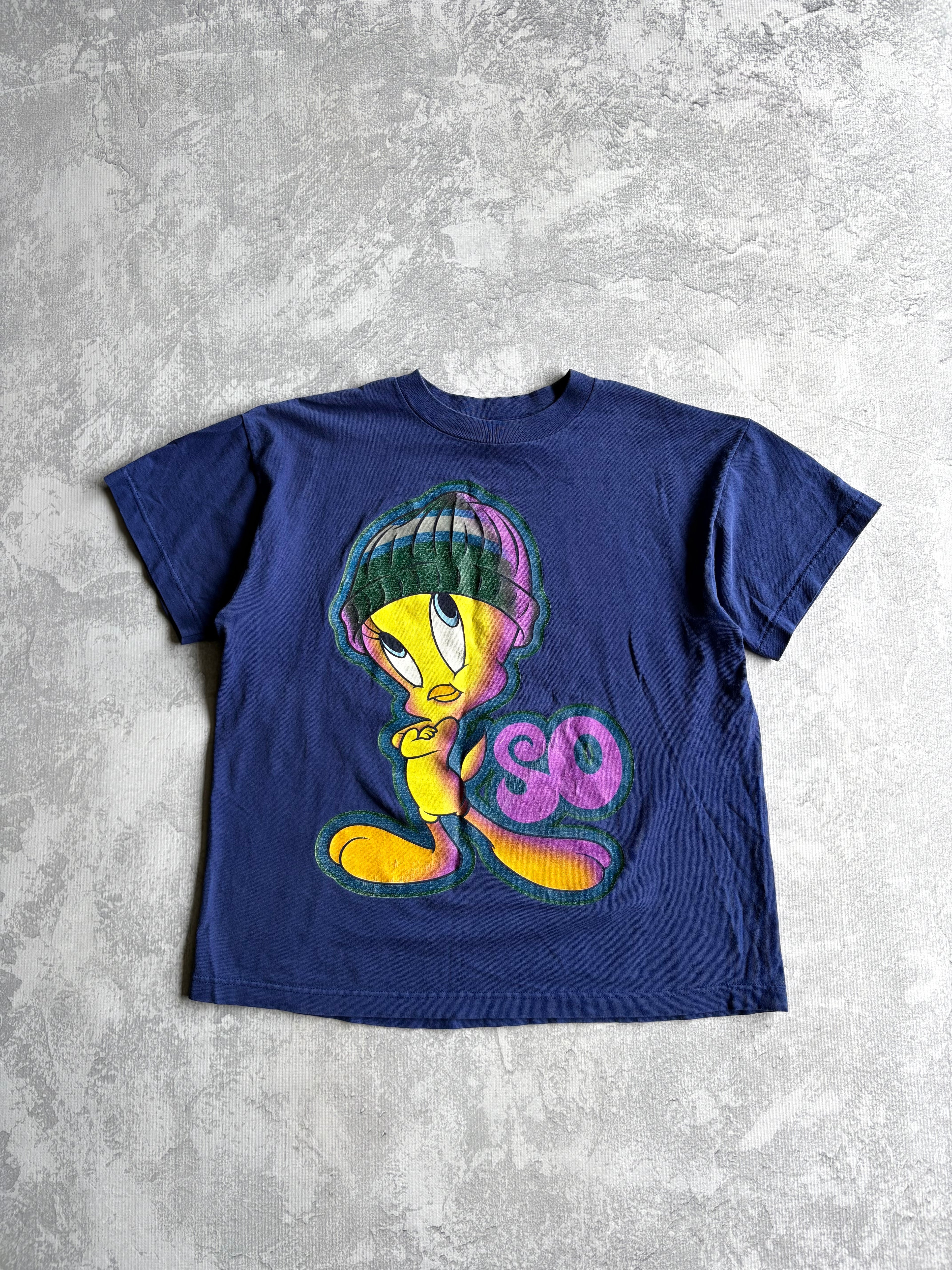 Vintage 90s Looney Tunes Tweety So Sassy Navy Tee Shirt - L