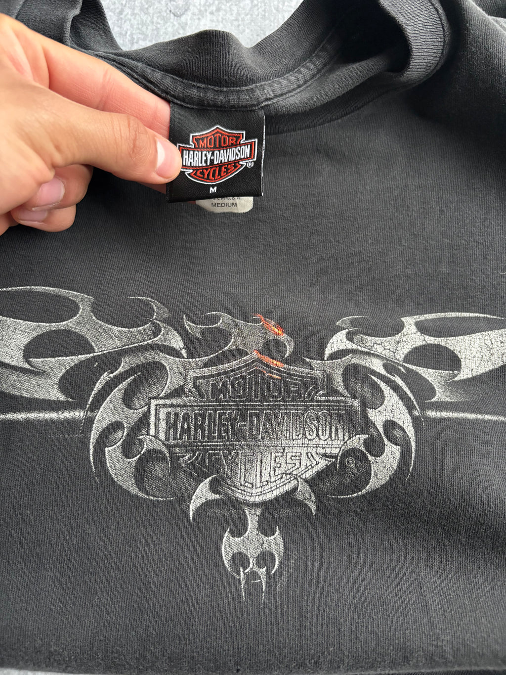 Vintage Harley Davidson Grunge Distressed Tee Shirt - M