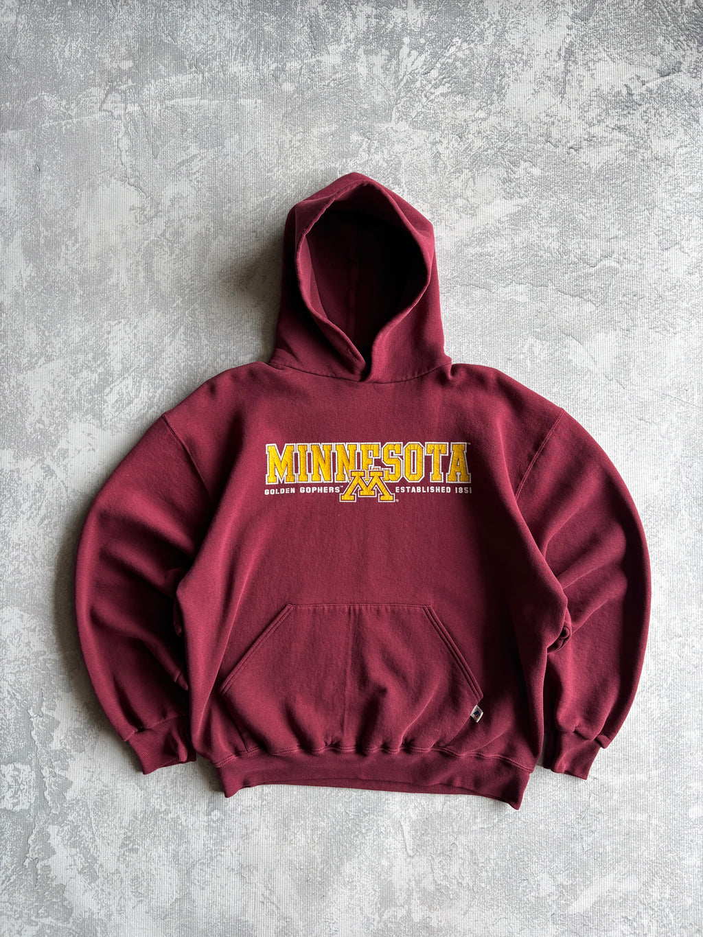Vintage 90s Russell Athletic University of Minnesota Gophers Spellout Hoodie - L
