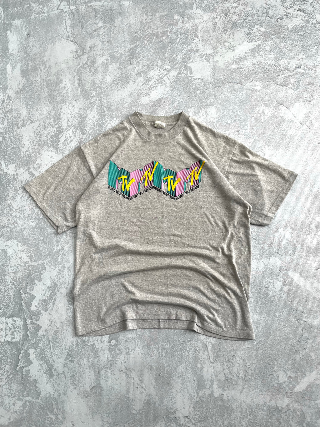 Vintage 80s MTV Promo Grey Tee Shirt - L