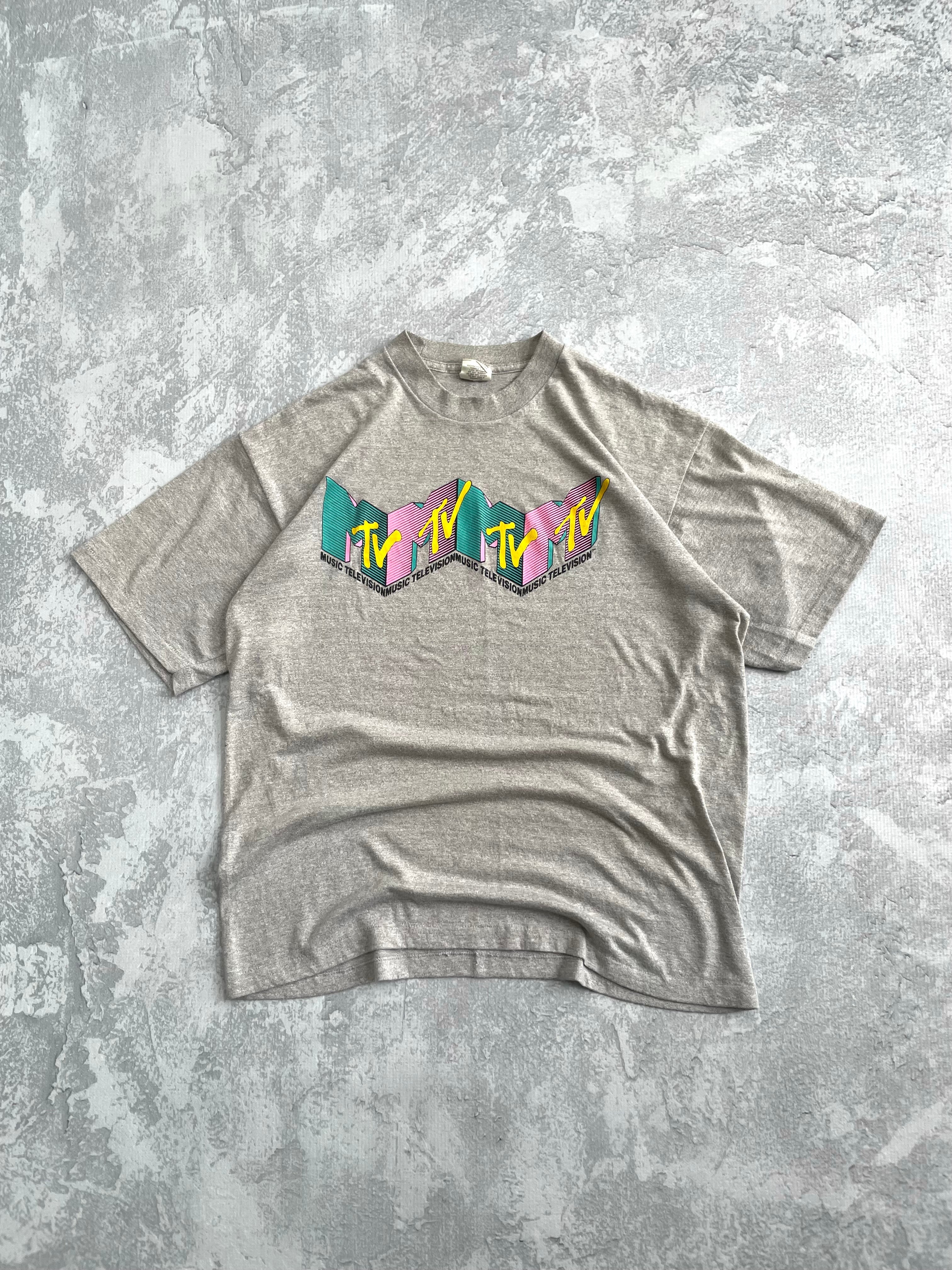 Vintage 80s MTV Promo Grey Tee Shirt - L