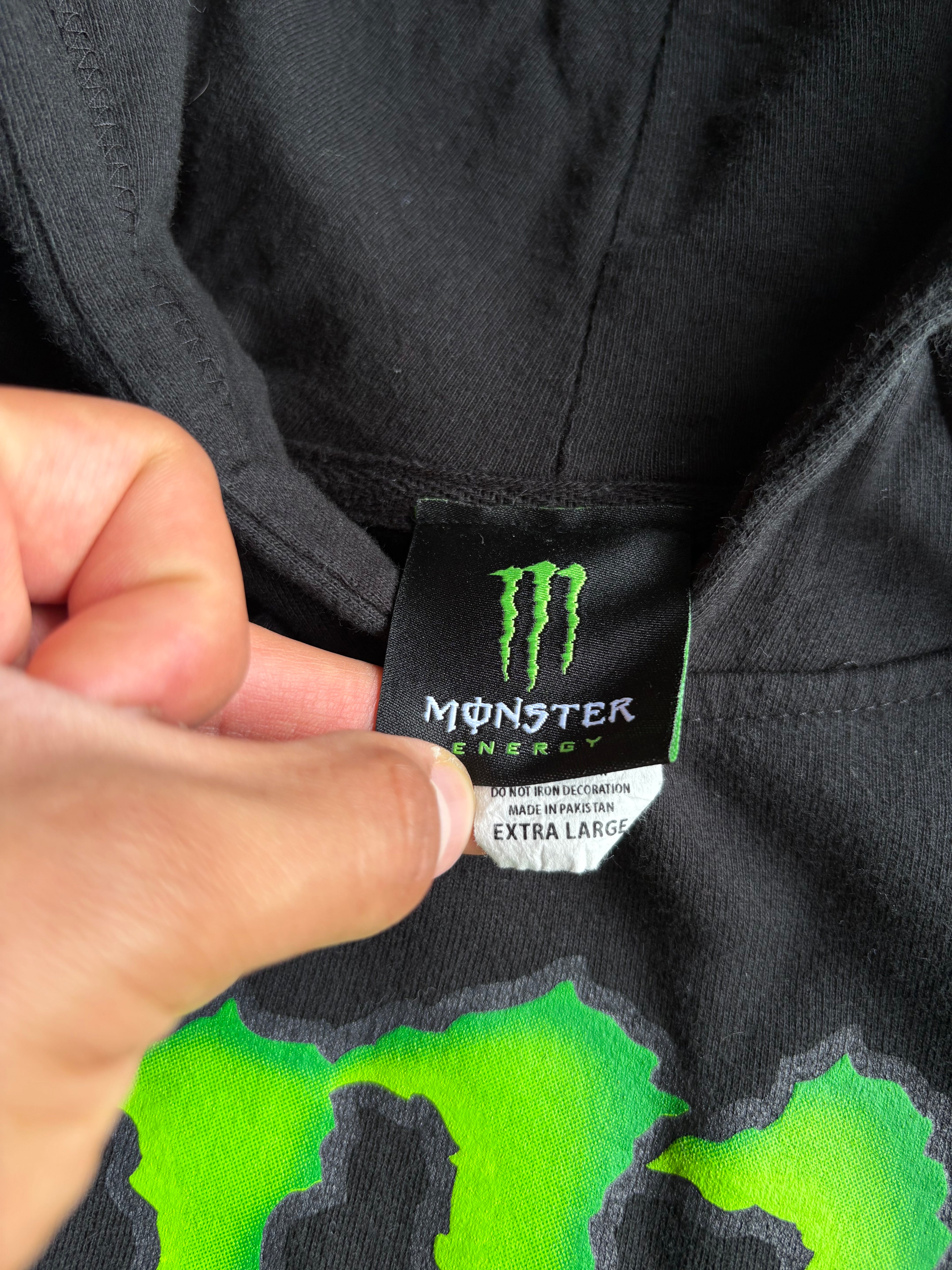 Vintage Y2K 2000s Monster Energy Logo Black Hoodie - XL