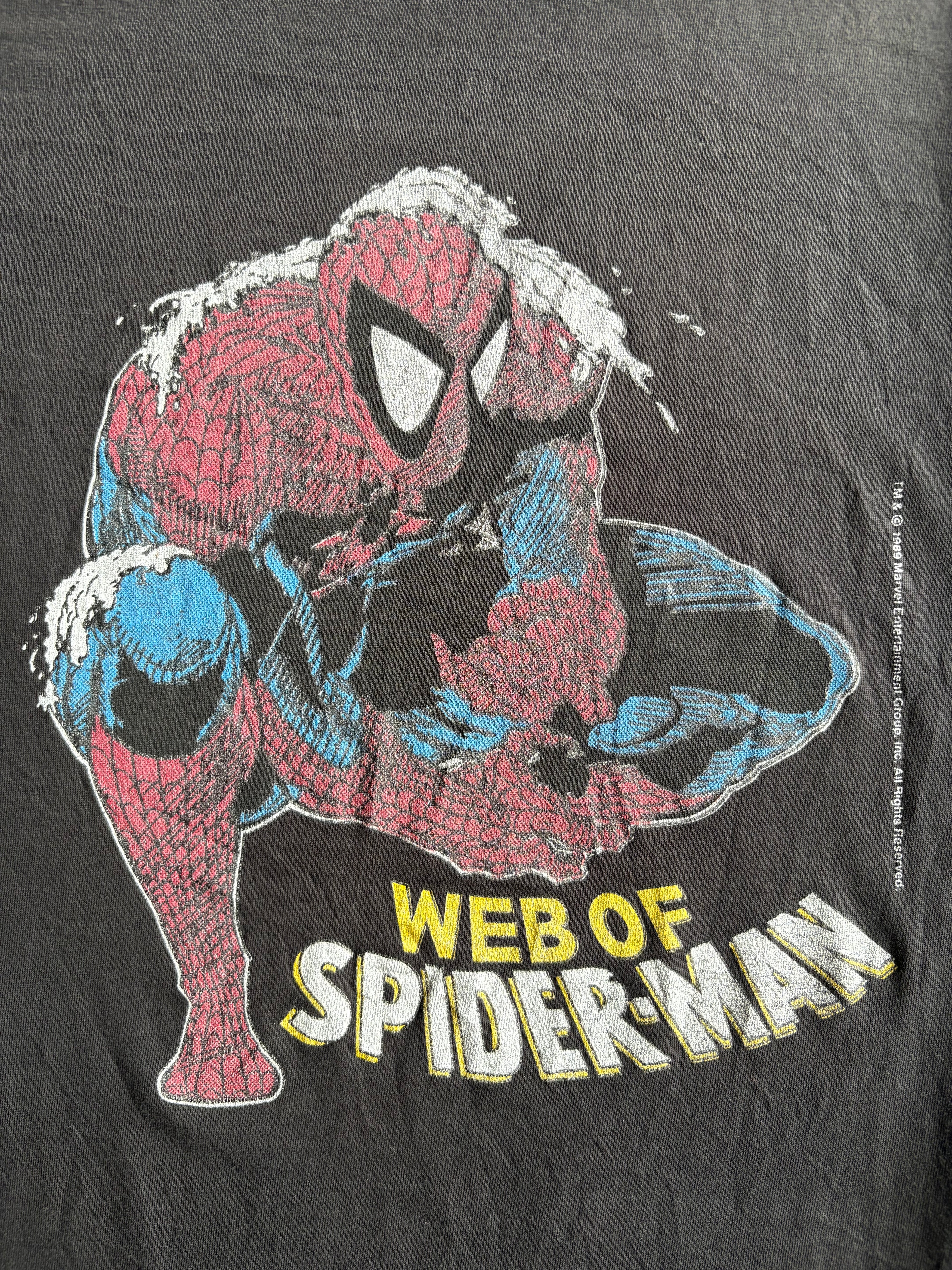 Vintage 1989 Marvel Web of Spider Man Todd McFarlane Black Tee Shirt - L