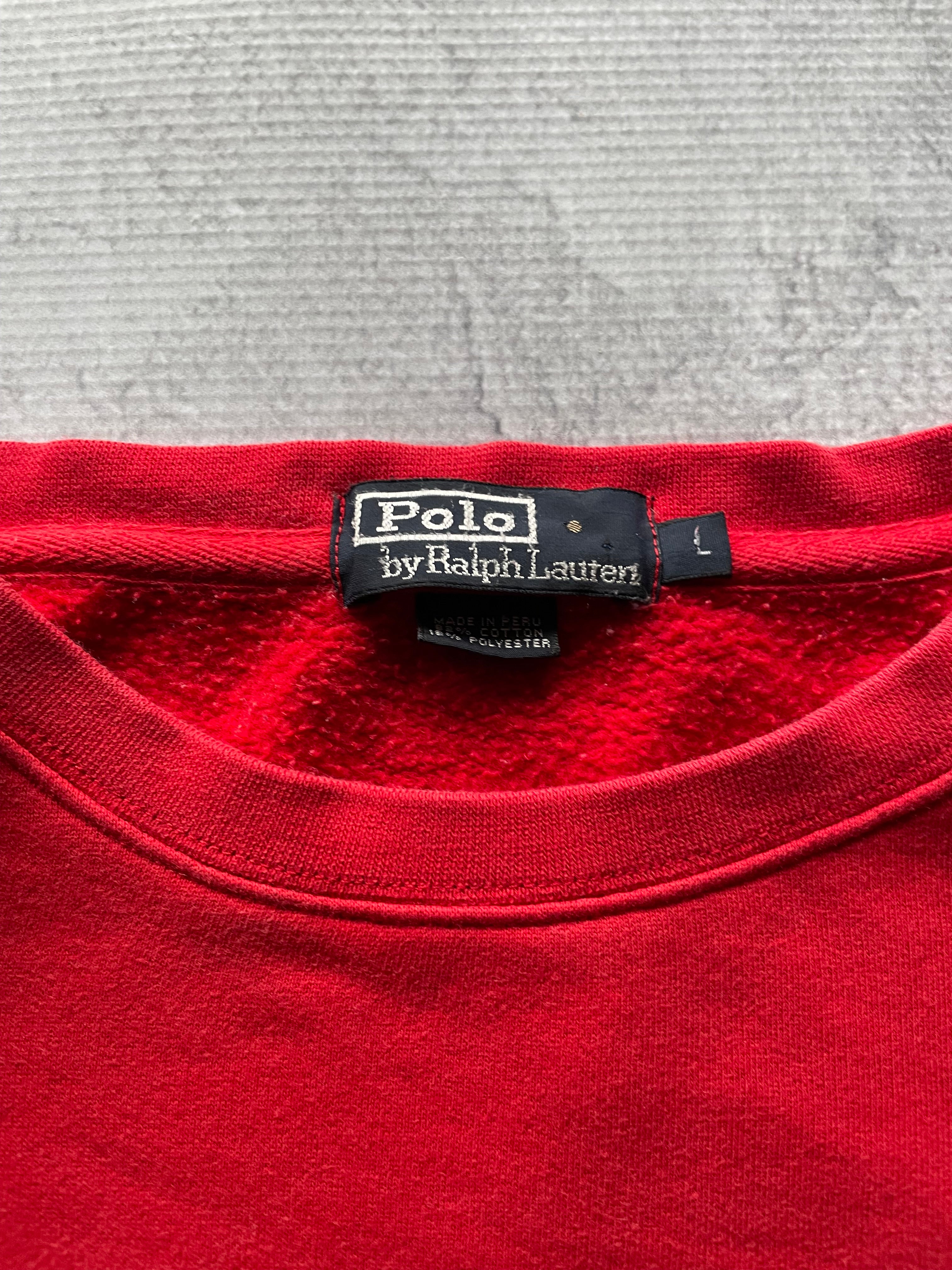 Vintage 90s RARE Polo Ralph Lauren Bear Hockey Crewneck - L