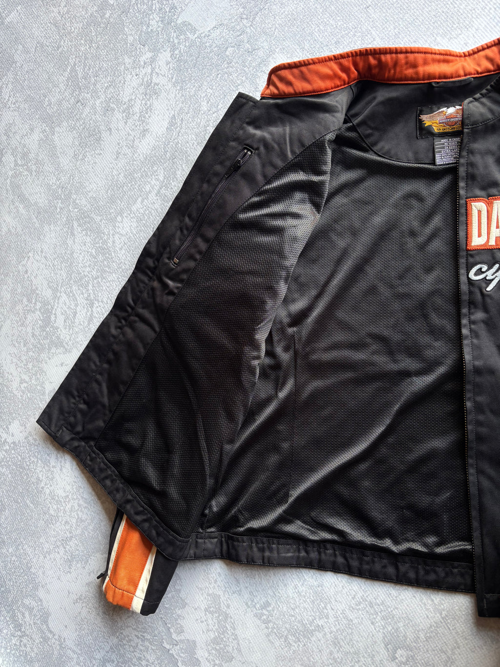 Vintage 90s Harley Davidson Nylon Striped Black Jacket - L