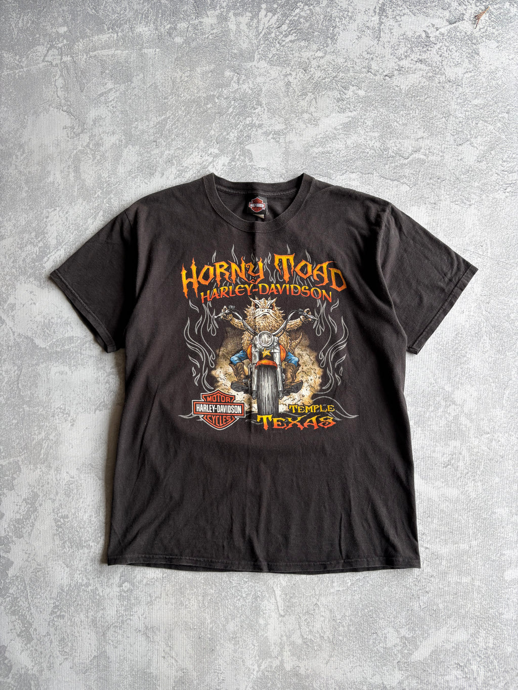 Vintage Harley Davidson Horny Biker Toad Texas Tee Shirt - L