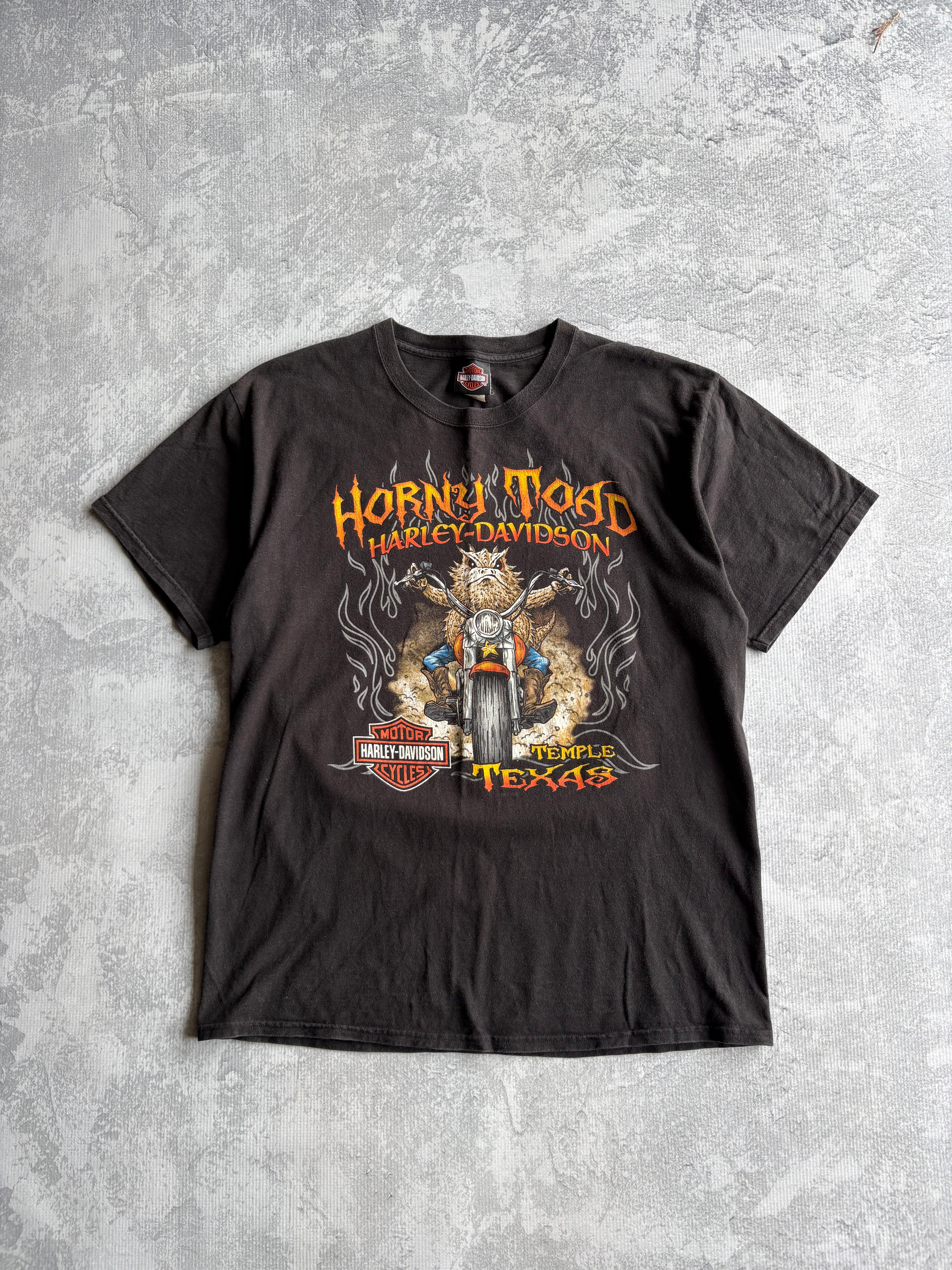 Vintage Harley Davidson Horny Biker Toad Texas Tee Shirt - L