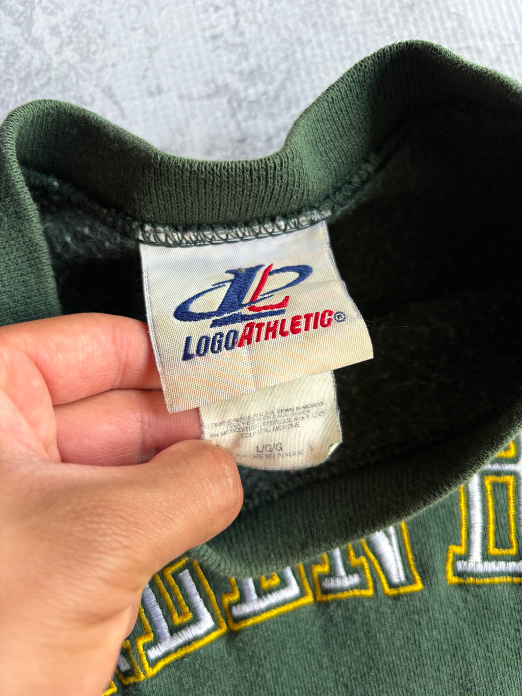 Vintage 90s Logo Athletic Green Bay Packers Green Green Crewneck - L