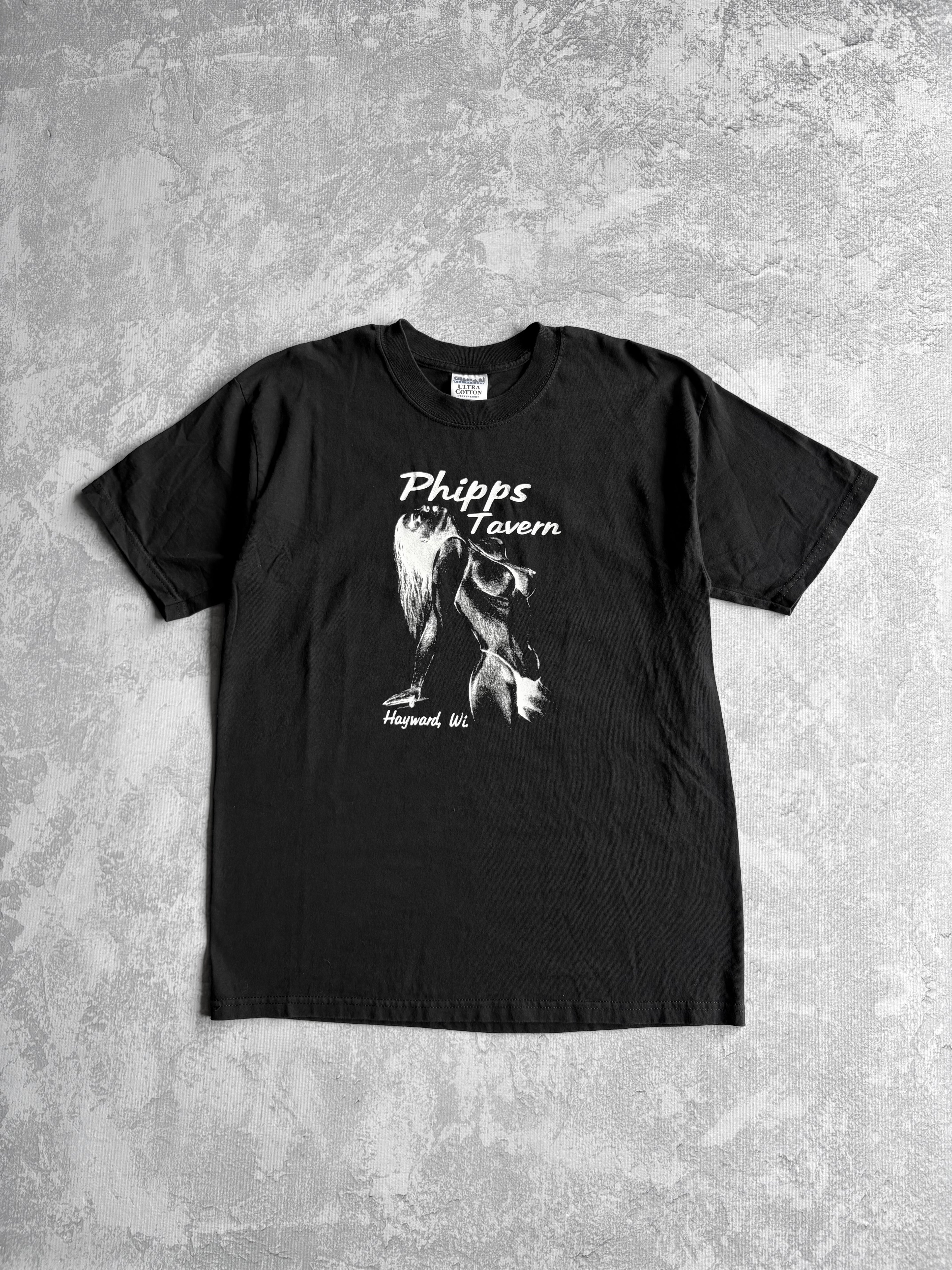 Vintage Topless Girl Phepps Tavern Black Tee Shirt - L