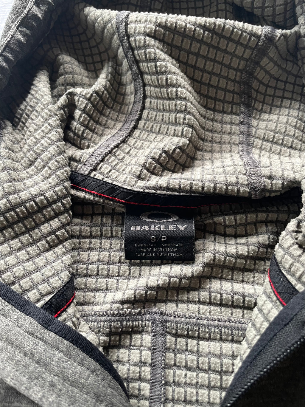 Oakley Logo Textured Grey Zip Up Hoodie - S