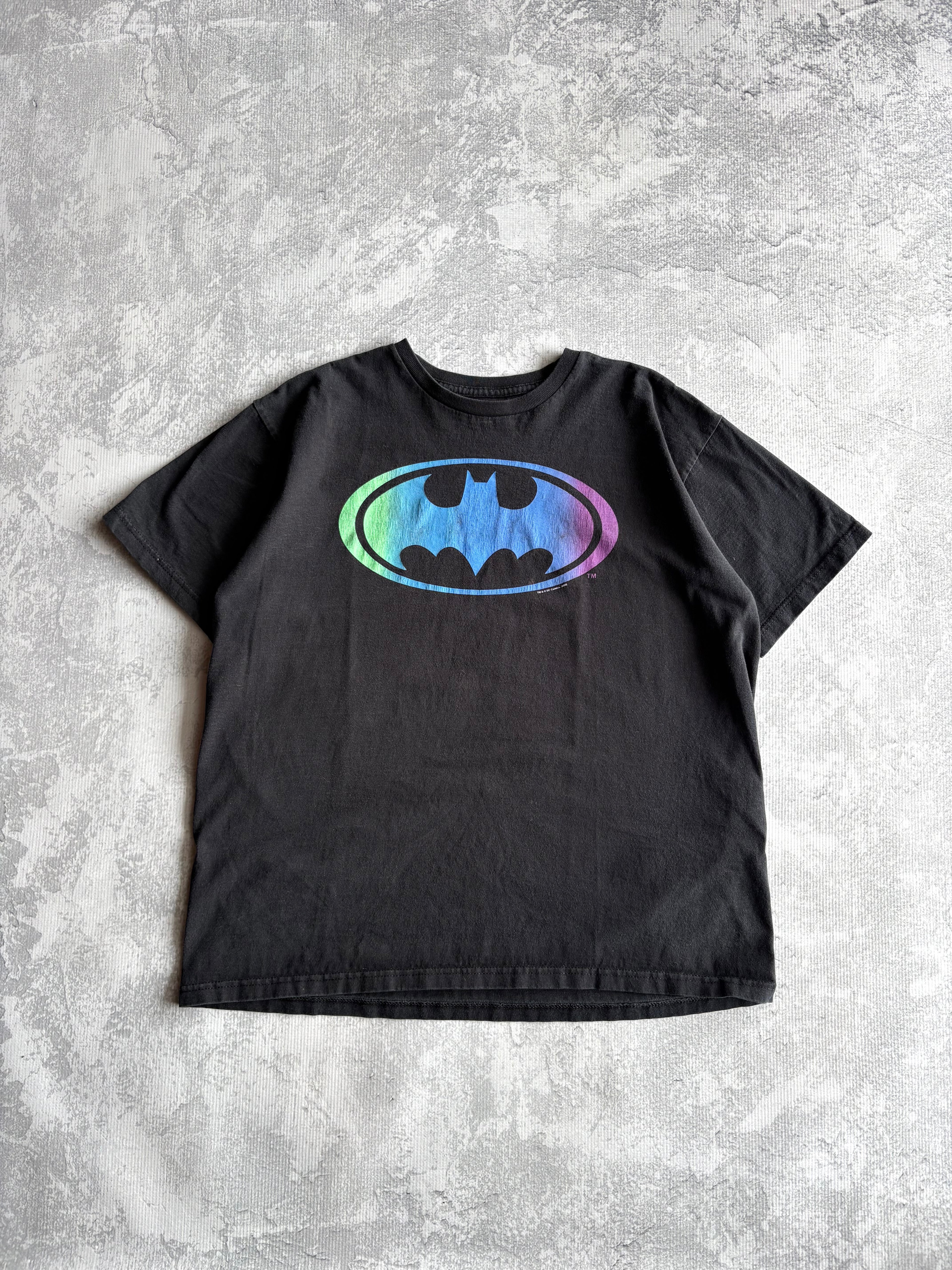 Y2K 2008 Batman Logo Giant Black Tee Shirt - XL