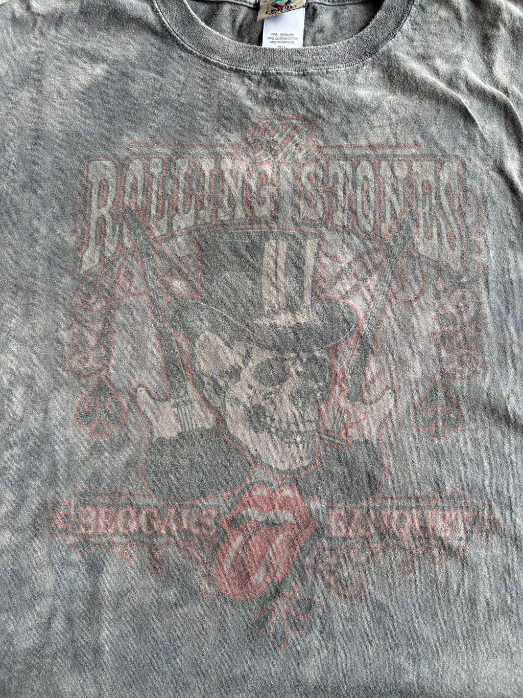 Vintage 2000s Rolling Stones Beggars Banquet Tie Dye Liquid Grey Tee Shirt - 2XL