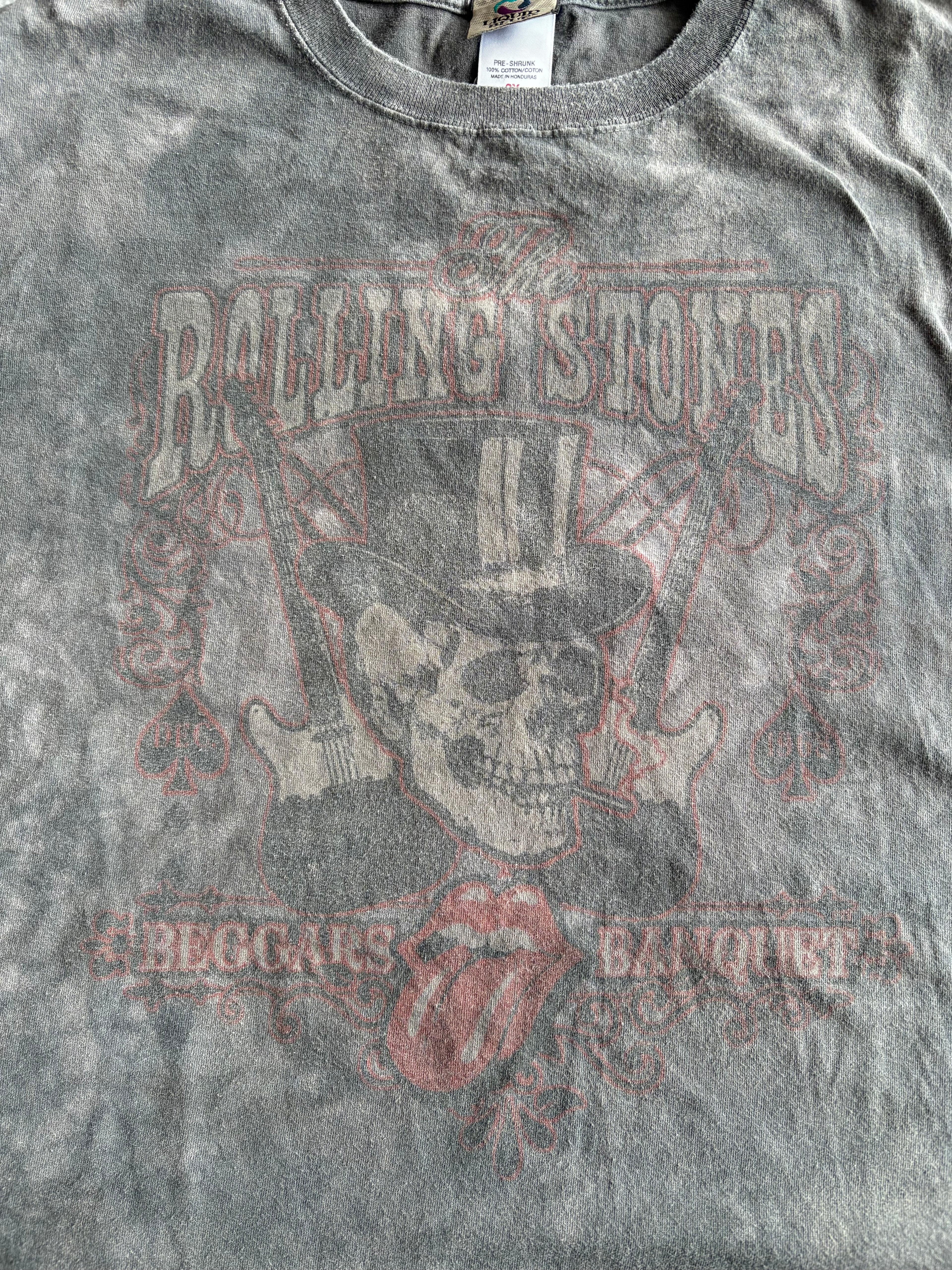 Vintage 2000s Rolling Stones Beggars Banquet Tie Dye Liquid Grey Tee Shirt - 2XL