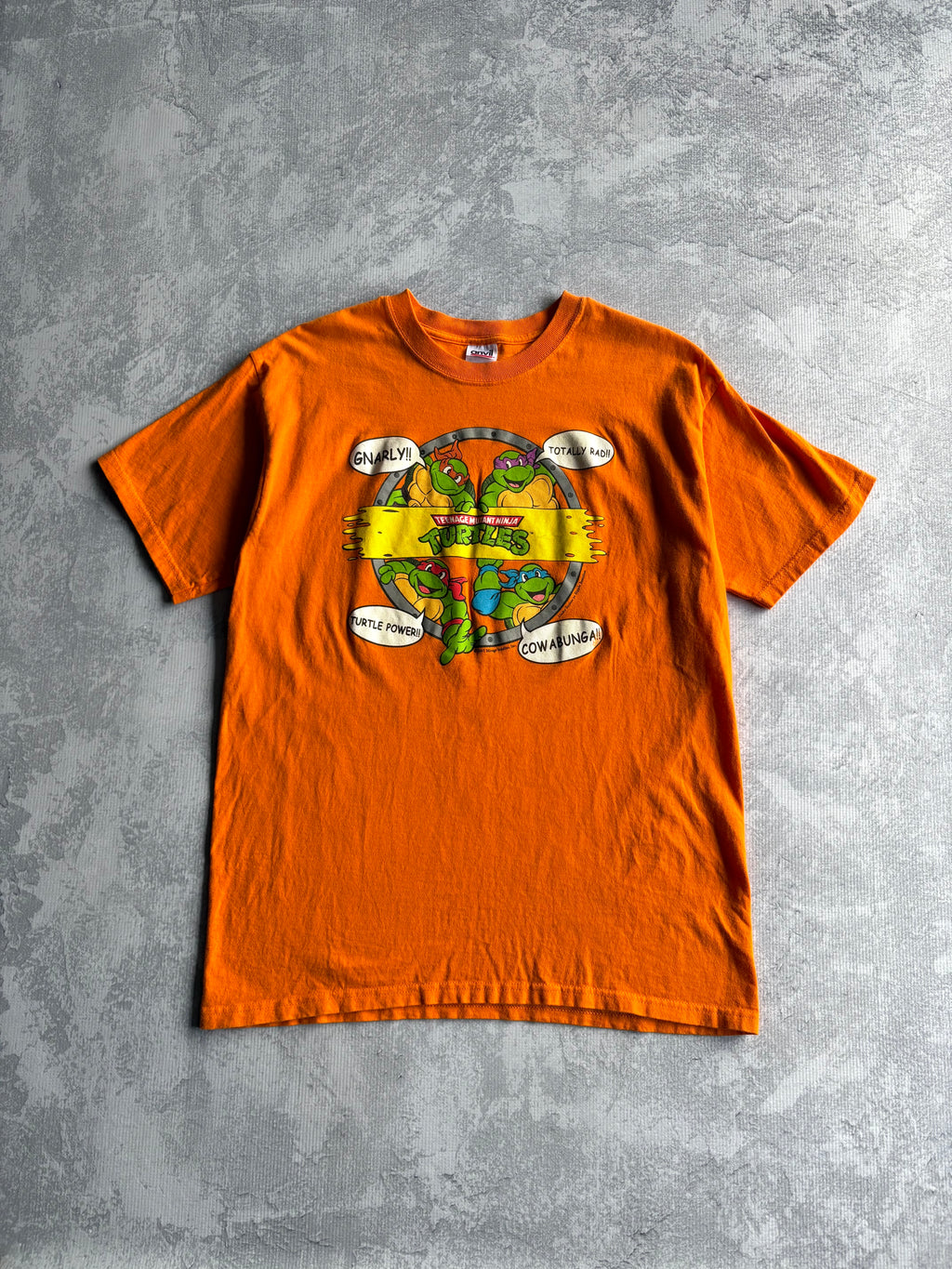 Vintage 2001 Teenage Mutant Ninja Turtles TMNT Orange Tee Shirt - L