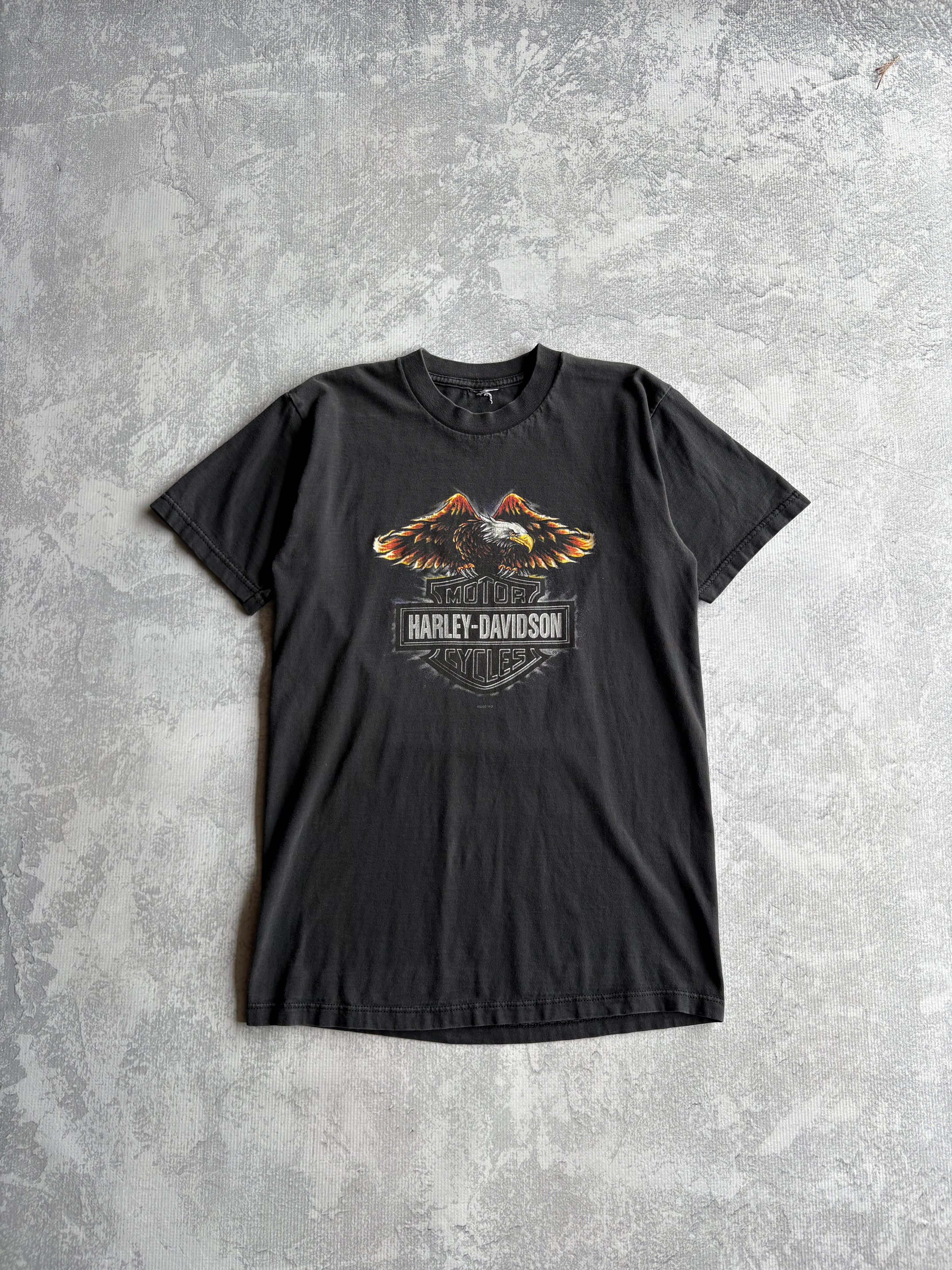 Vintage Harley Davidson Eagle Faded Black Tee Shirt - M