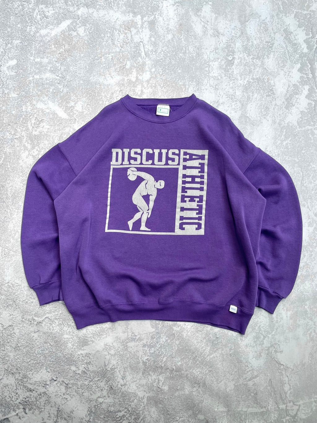 Vintage 90s Driscus Athletic Spellout Logo Purple Sweatshirt - L