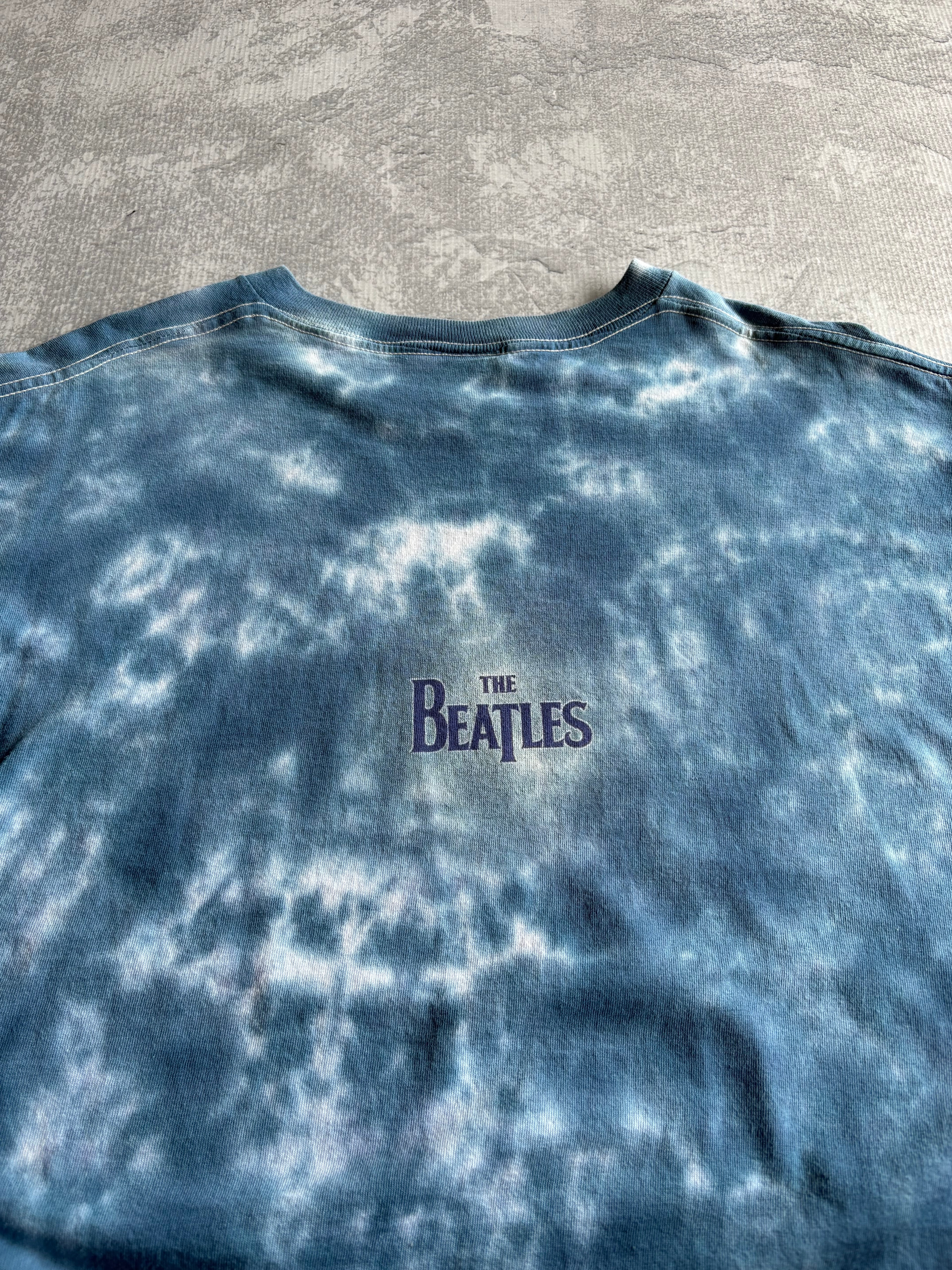 Vintage 90s The Beatles Tie Dye Blue Tee Shirt - XL