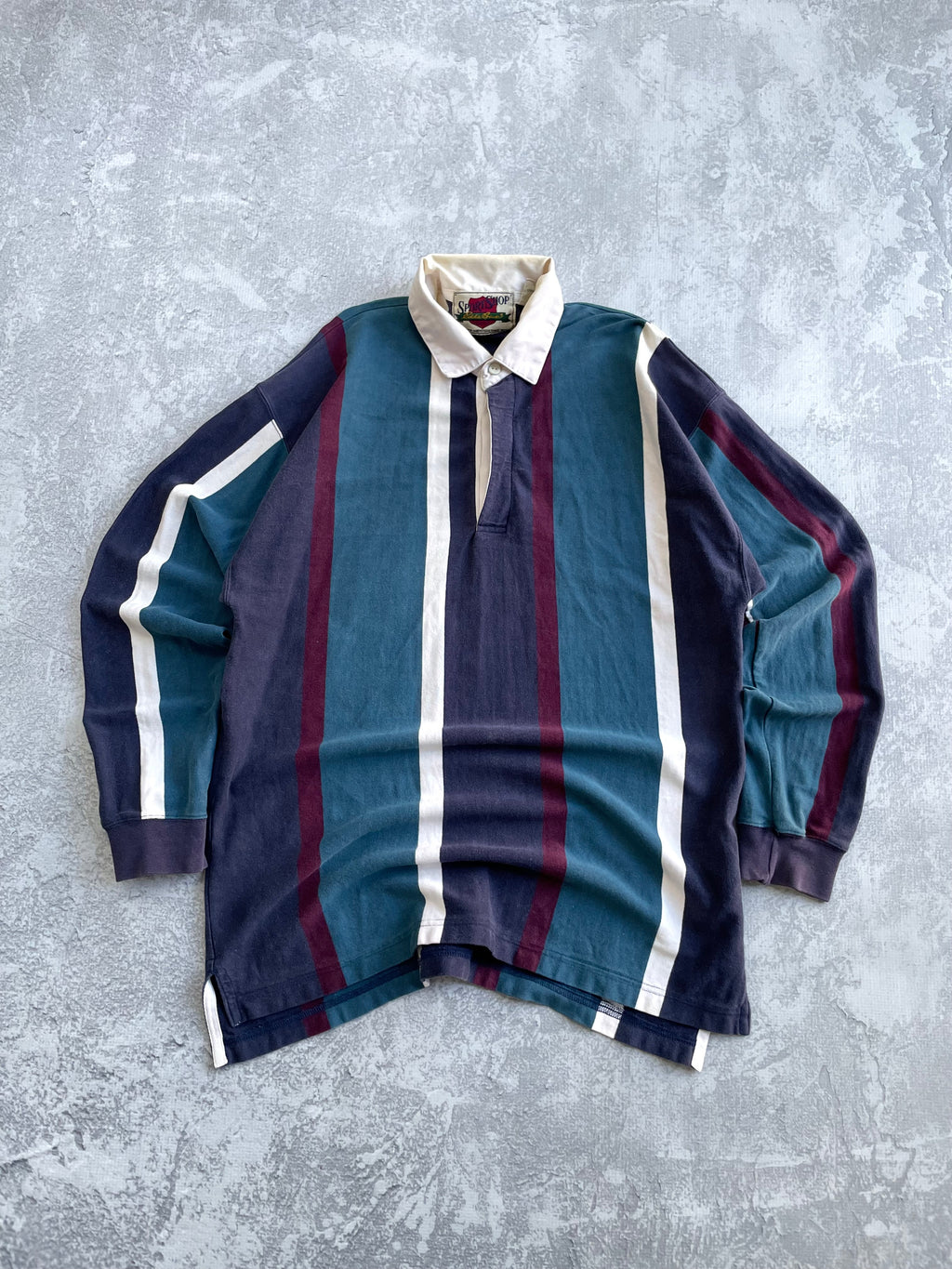Vintage 90s Eddie Bauer Striped Rugby Polo Longsleeve - L