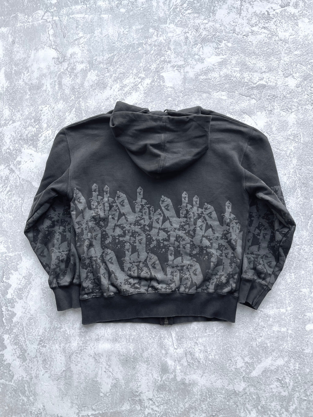 Vintage Famous Stars and Straps AOP Full Zip Logo Hoodie - Large