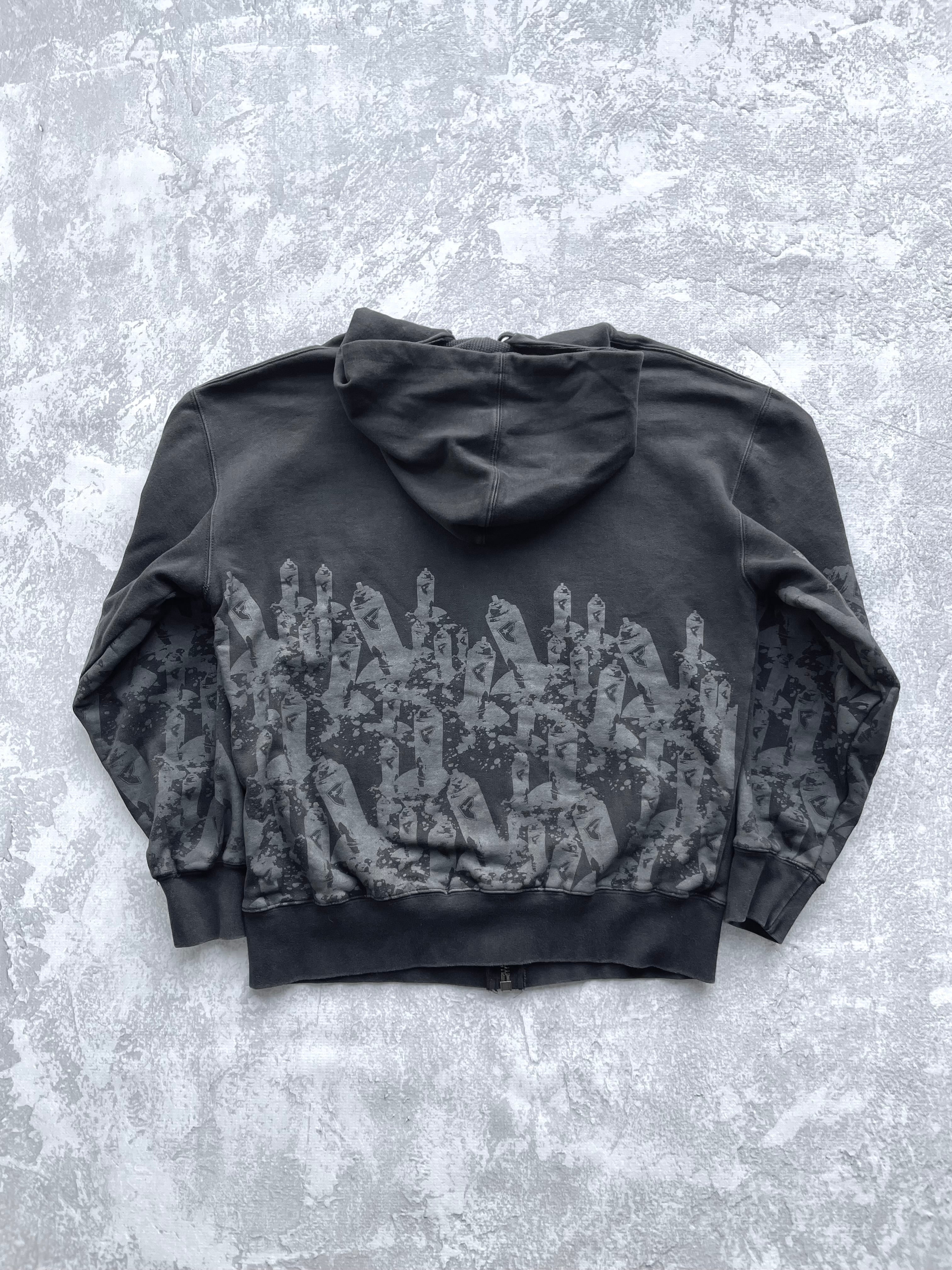 Vintage Famous Stars and Straps AOP Full Zip Logo Hoodie - Large