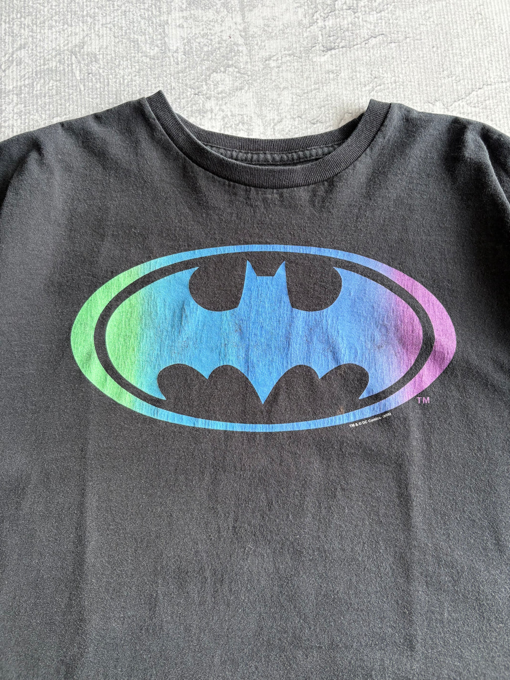 Y2K 2008 Batman Logo Giant Black Tee Shirt - XL