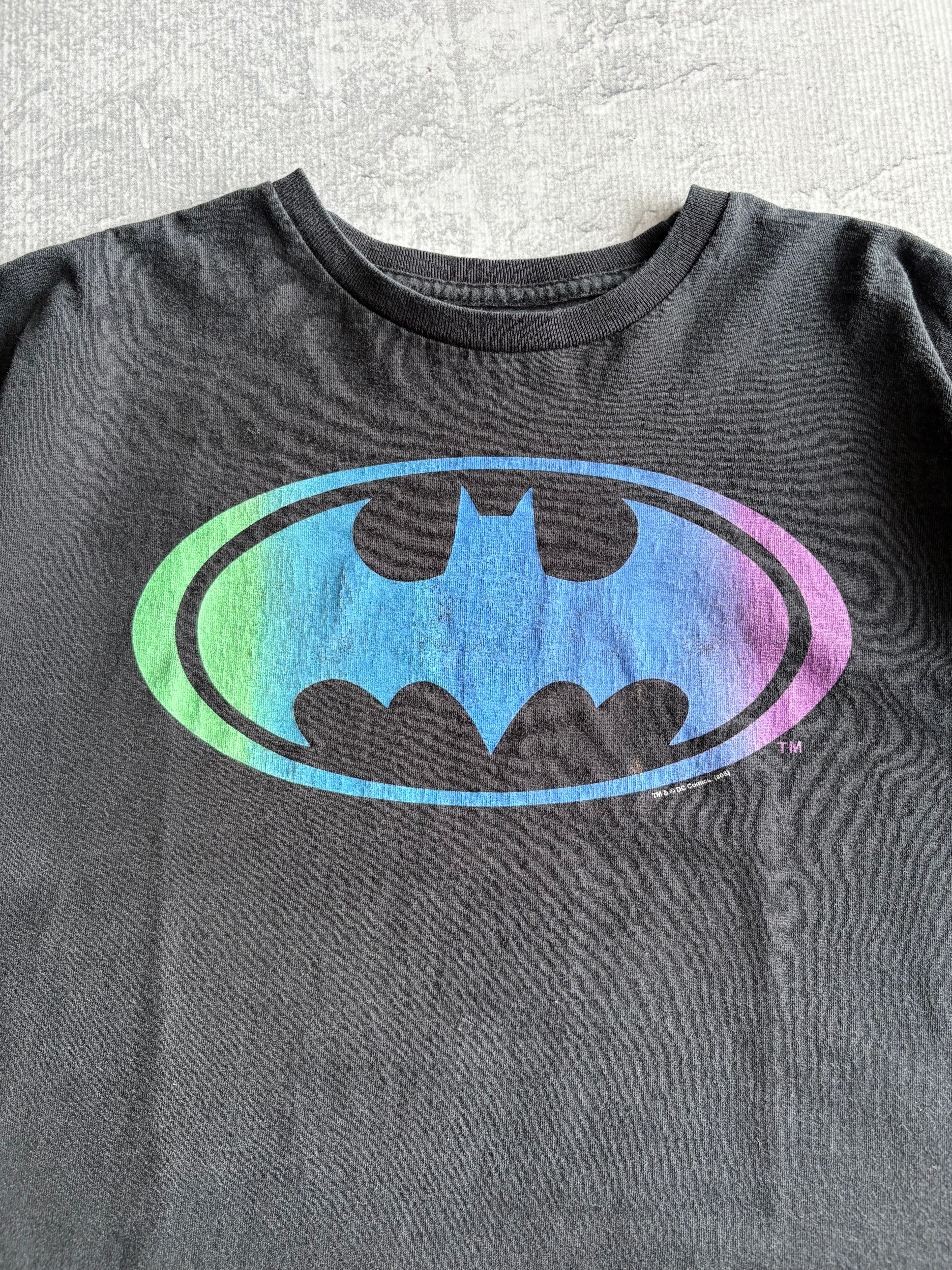 Y2K 2008 Batman Logo Giant Black Tee Shirt - XL