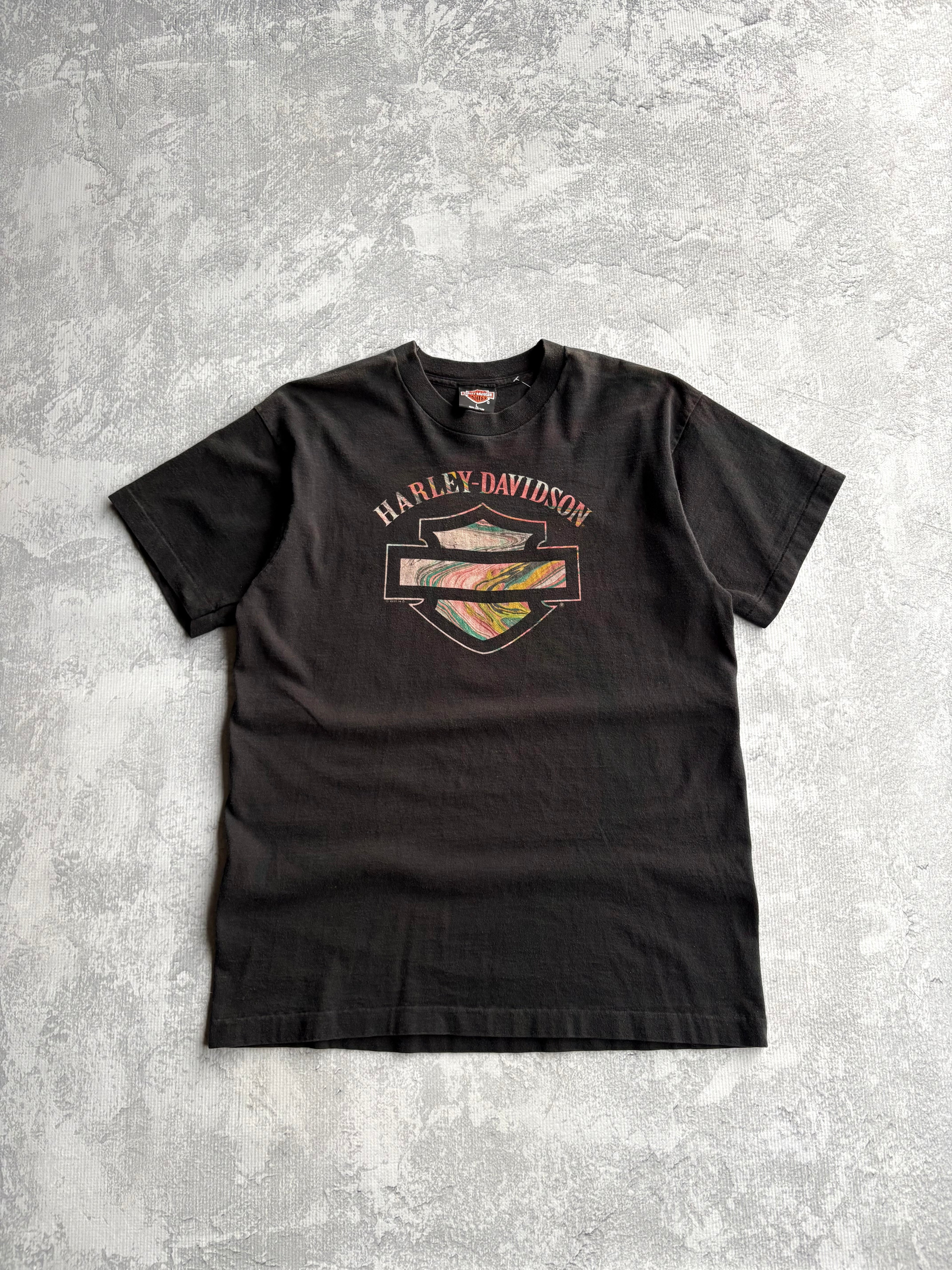 Vintage 1995 Harley Davidson Marble Logo Tee Shirt - L