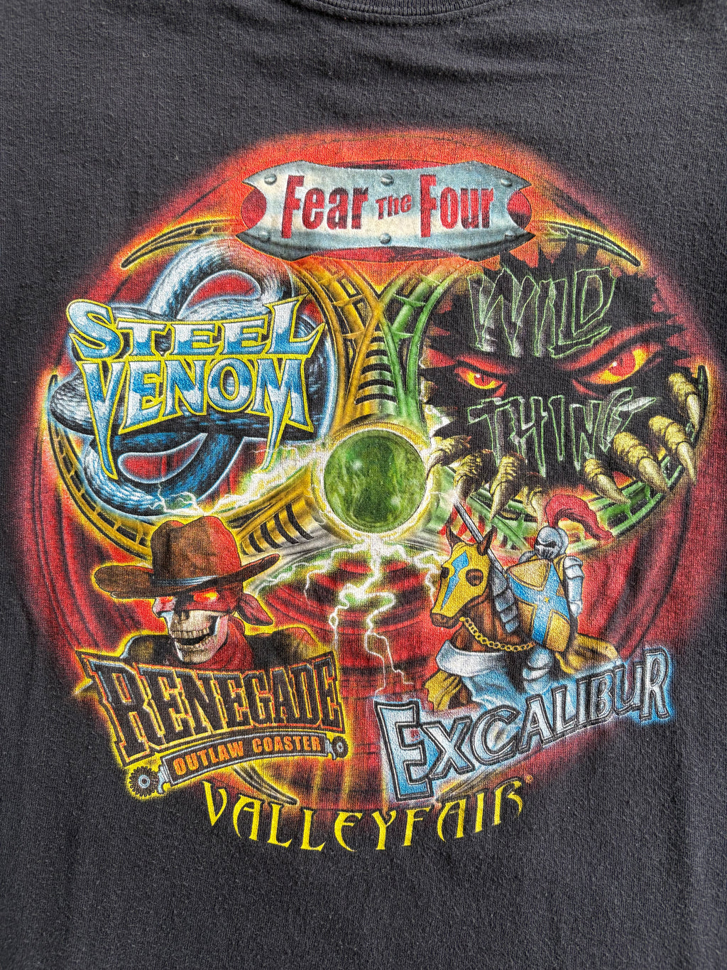 Vintage 2000s Fear the Four Valleyfair Minnesota Black Tee Shirt - L