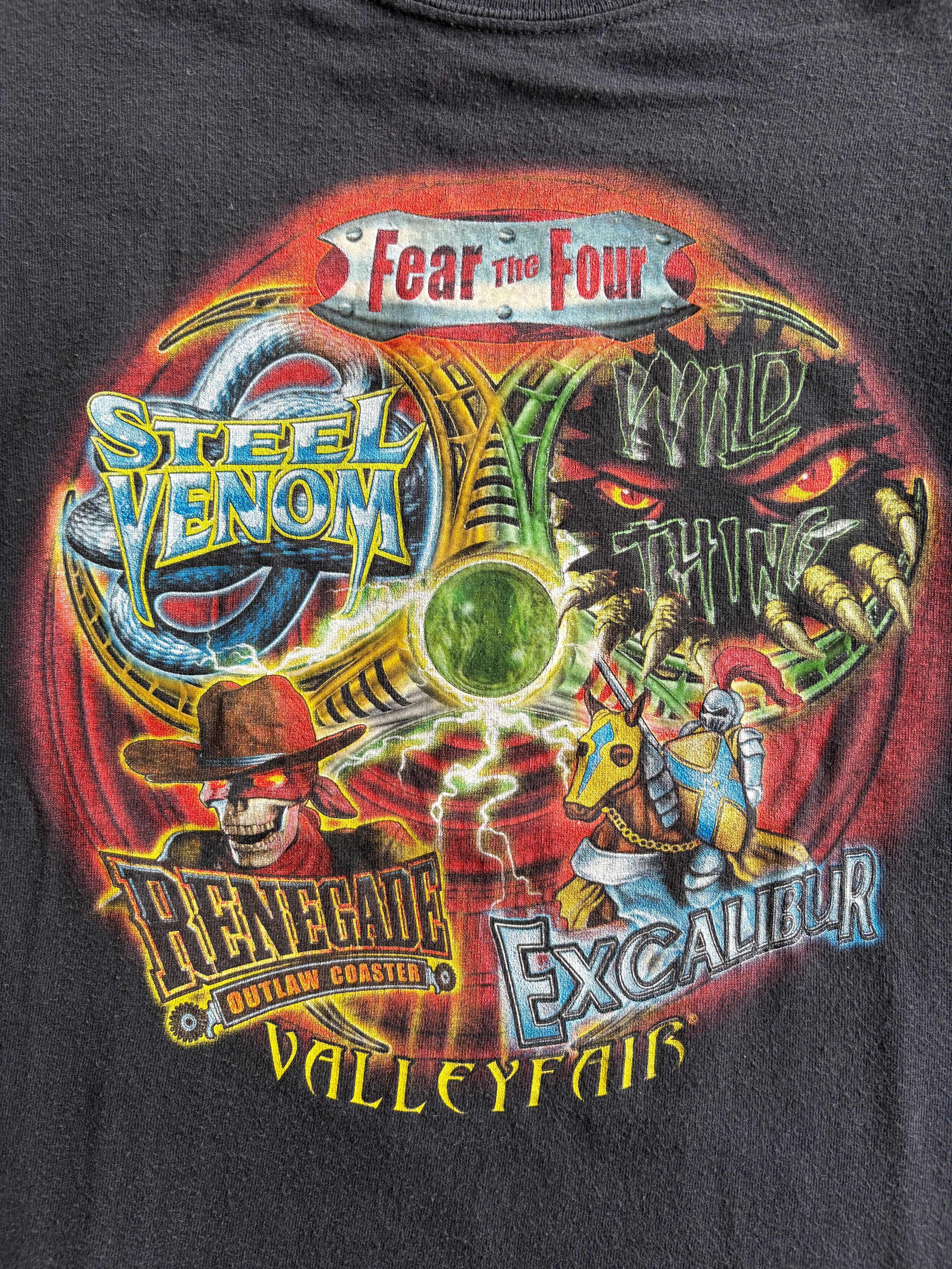 Vintage 2000s Fear the Four Valleyfair Minnesota Black Tee Shirt - L