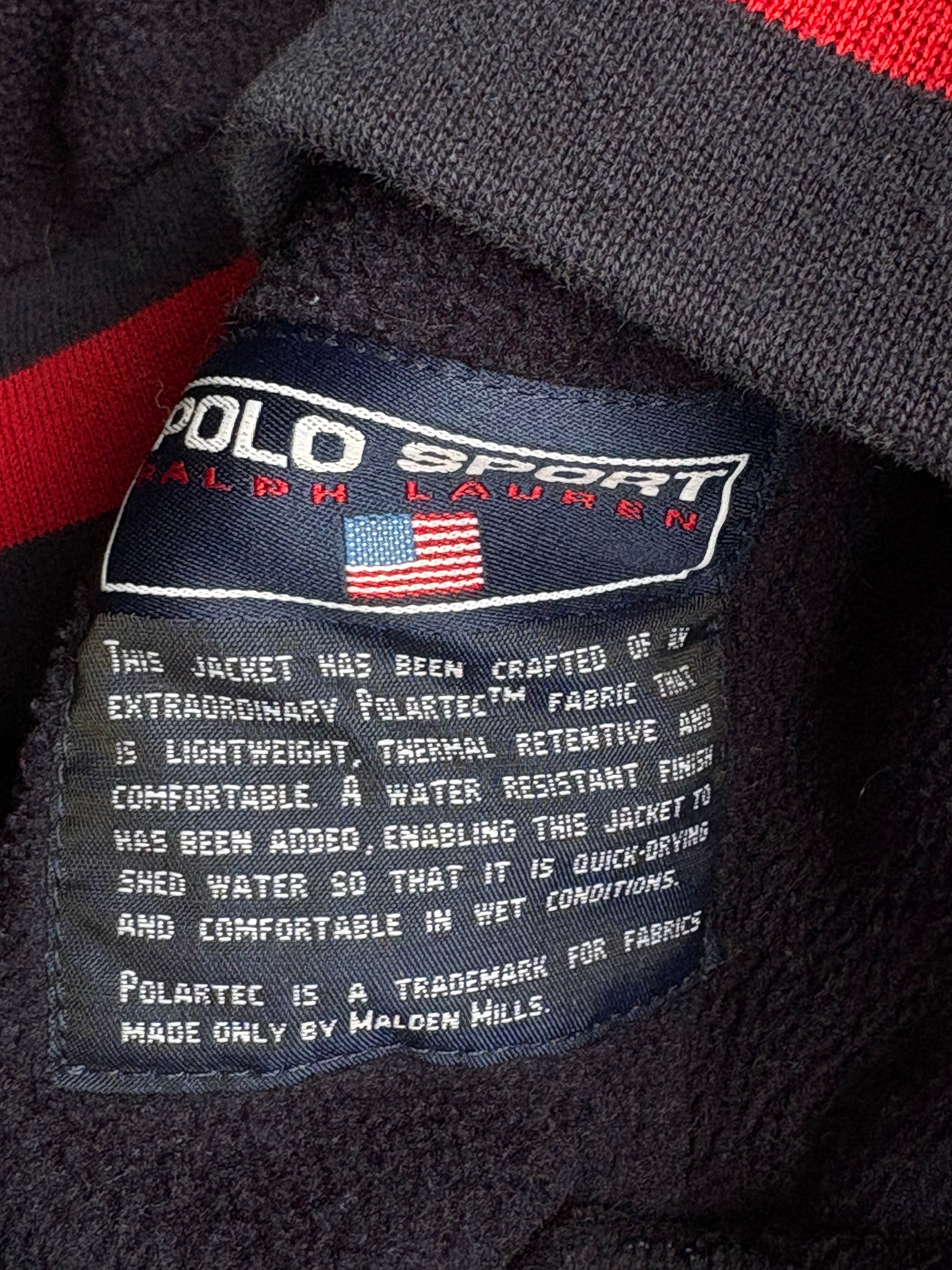 Vintage 90s Polo Sport USA Stadium Button Up Fleece Sweater - L