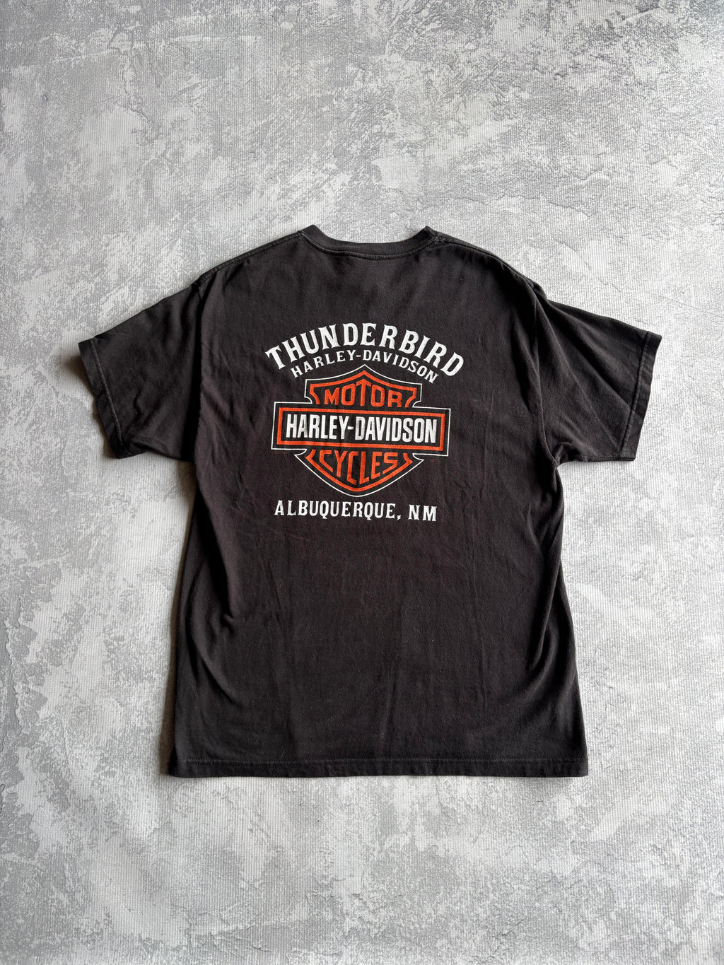 Vintage Harley Davidson Flaming Bike Black Tee Shirt - L