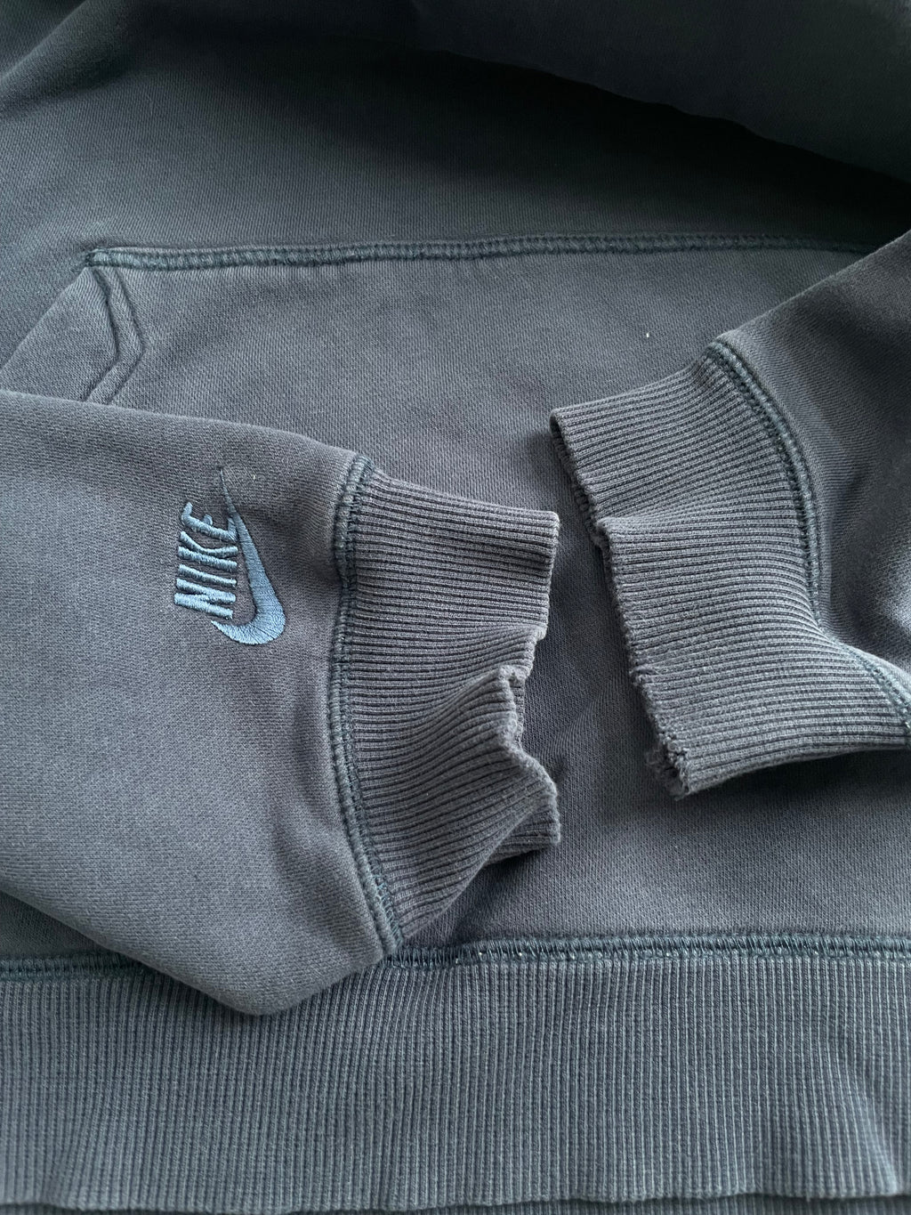 Vintage 2000s Nike Center Logo Spellout Navy Blue Hoodie - XL