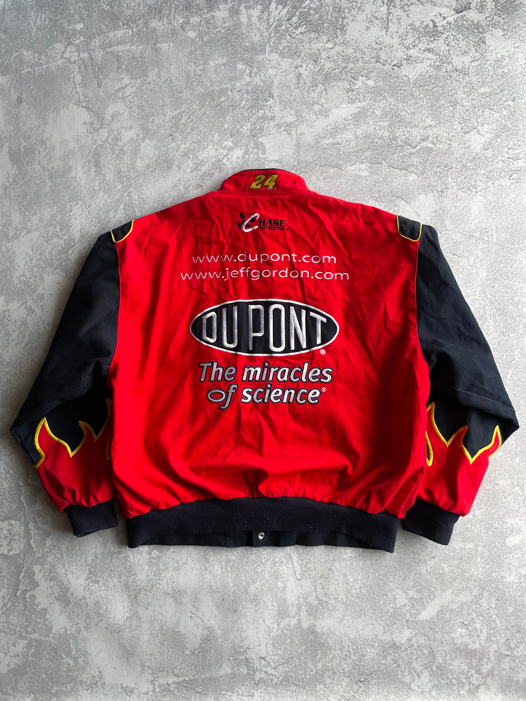 Vintage 90s Jeff Gordon NASCAR Dupont Flaming Racing Jacket - 2XL