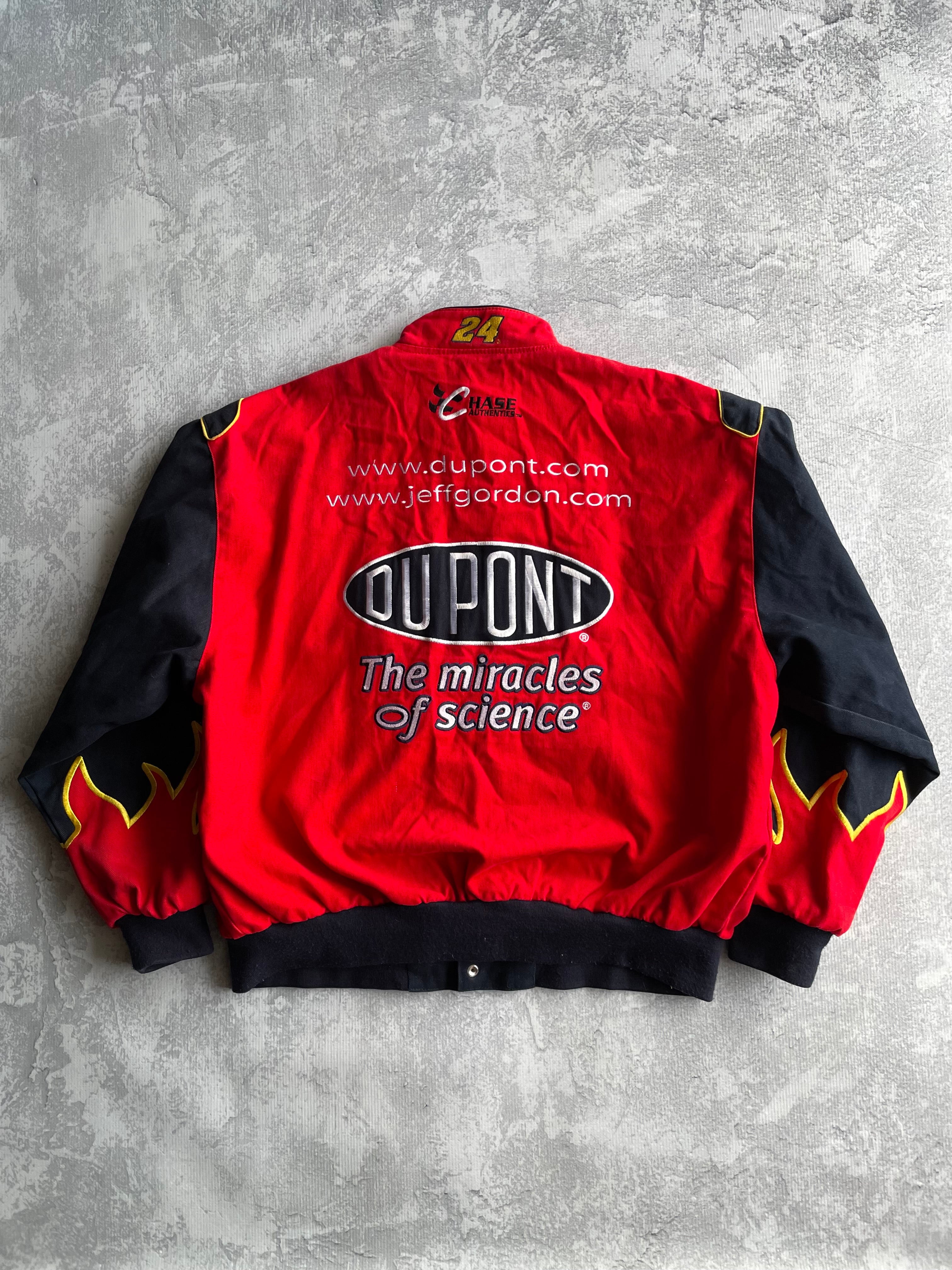 Vintage 90s Jeff Gordon NASCAR Dupont Flaming Racing Jacket - 2XL
