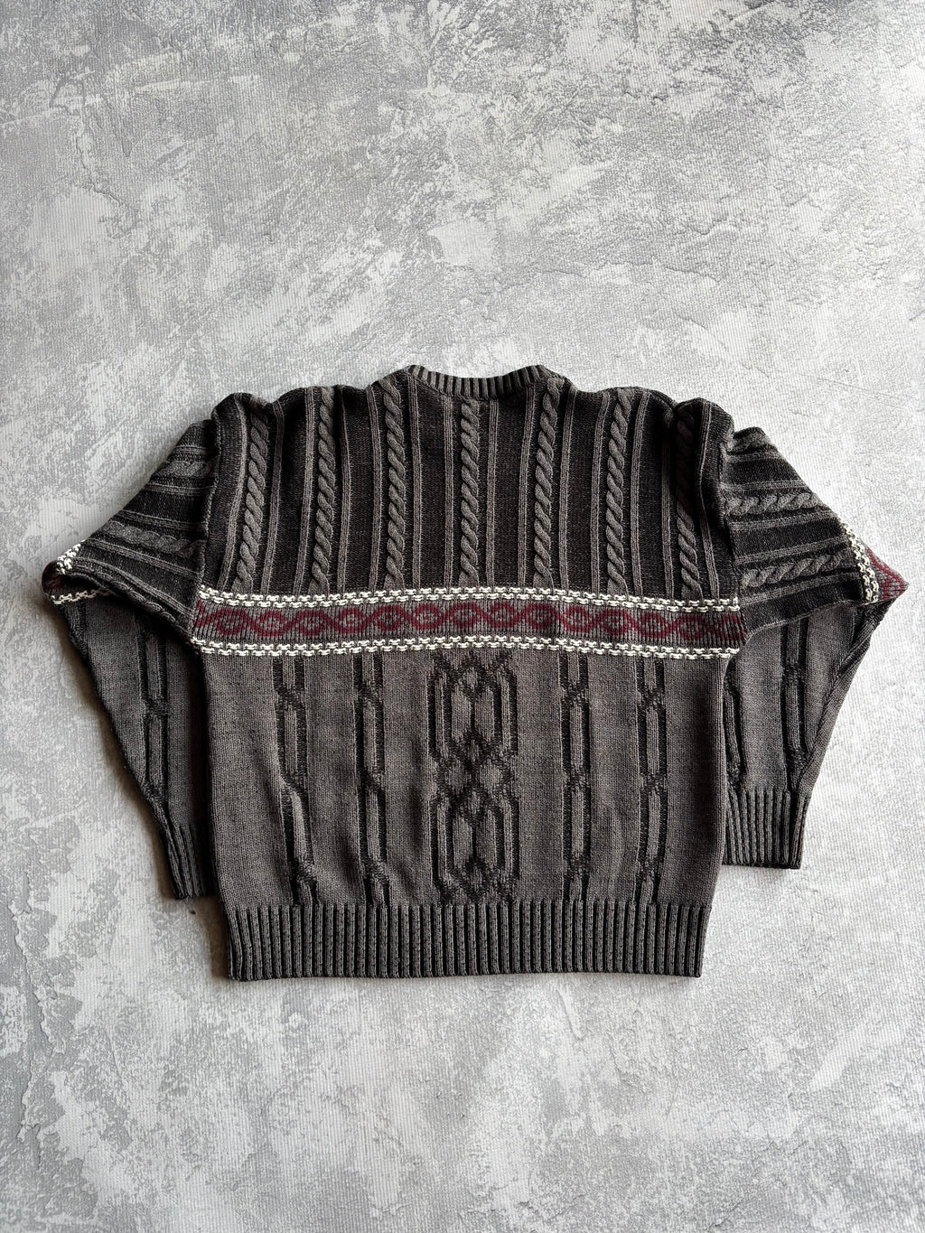 Vintage 90s 3D Abstract Striped Coogi Style Knit Sweater - M