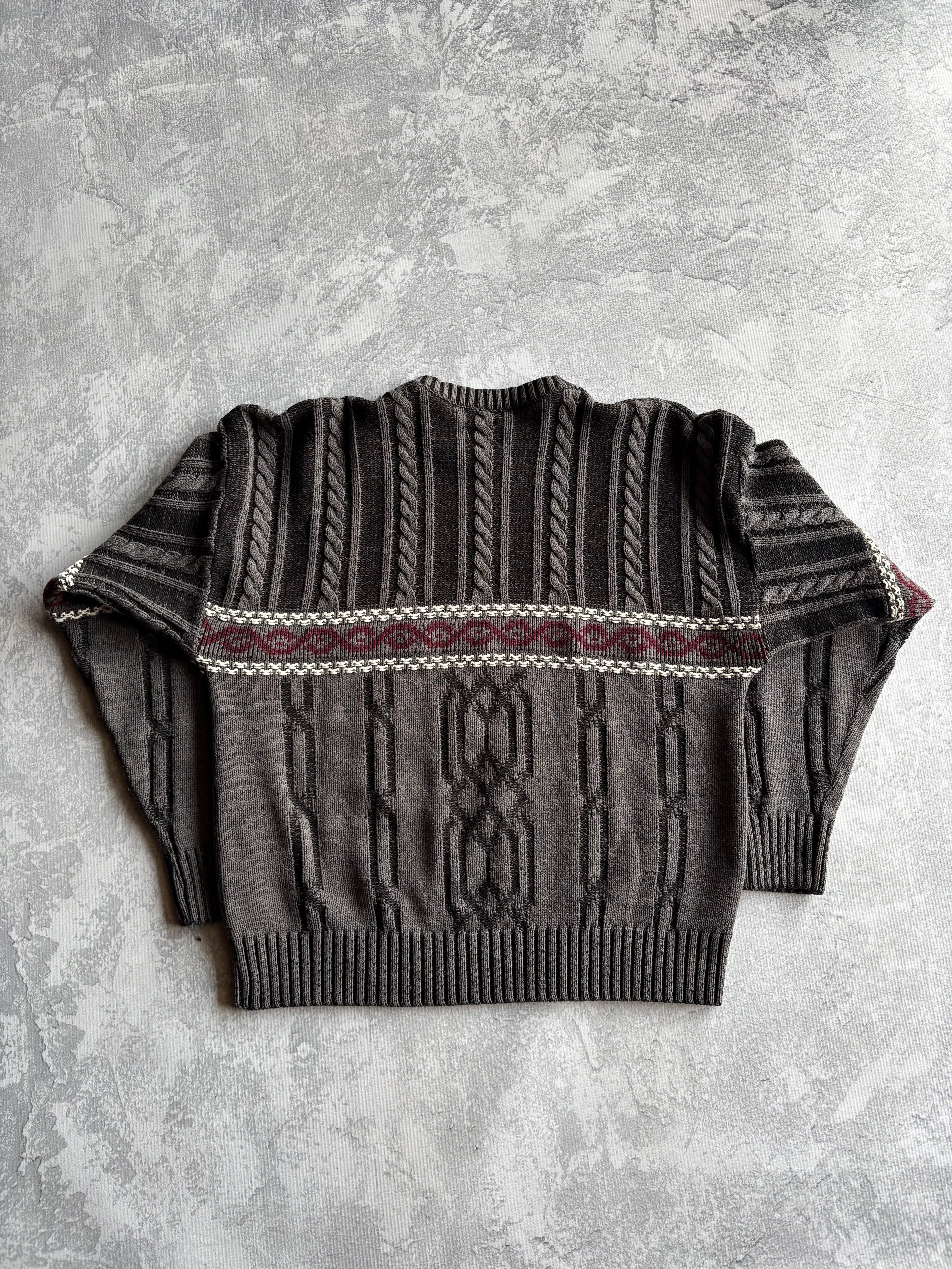 Vintage 90s 3D Abstract Striped Coogi Style Knit Sweater - M