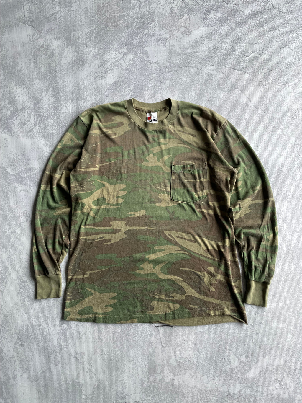 Vintage 80s Signal Camo Pocket Longsleeve Tee Shirt - L