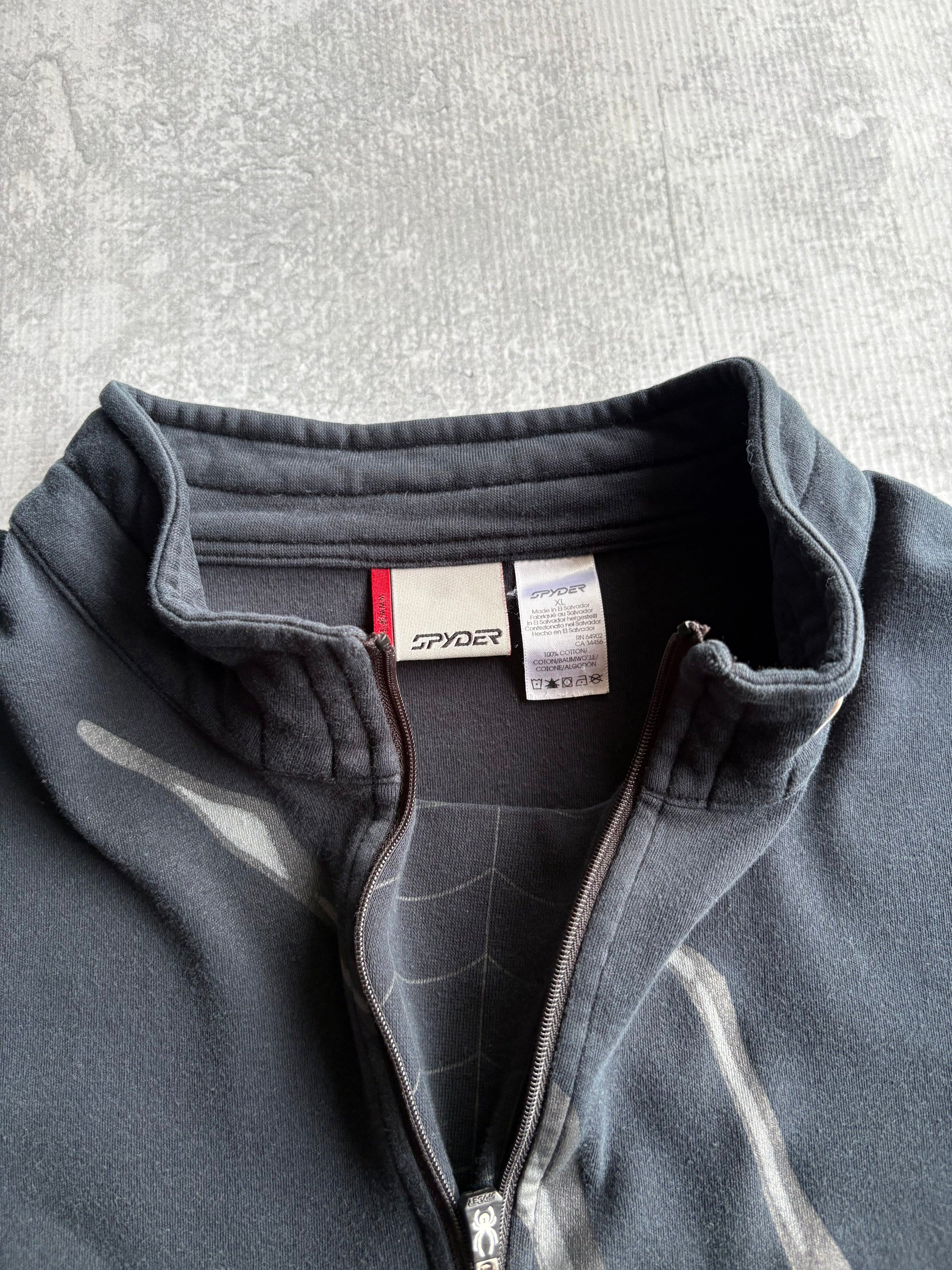 Vintage Y2K Spyder AOP Black Quarter Zip Longsleeve Sweater - XL