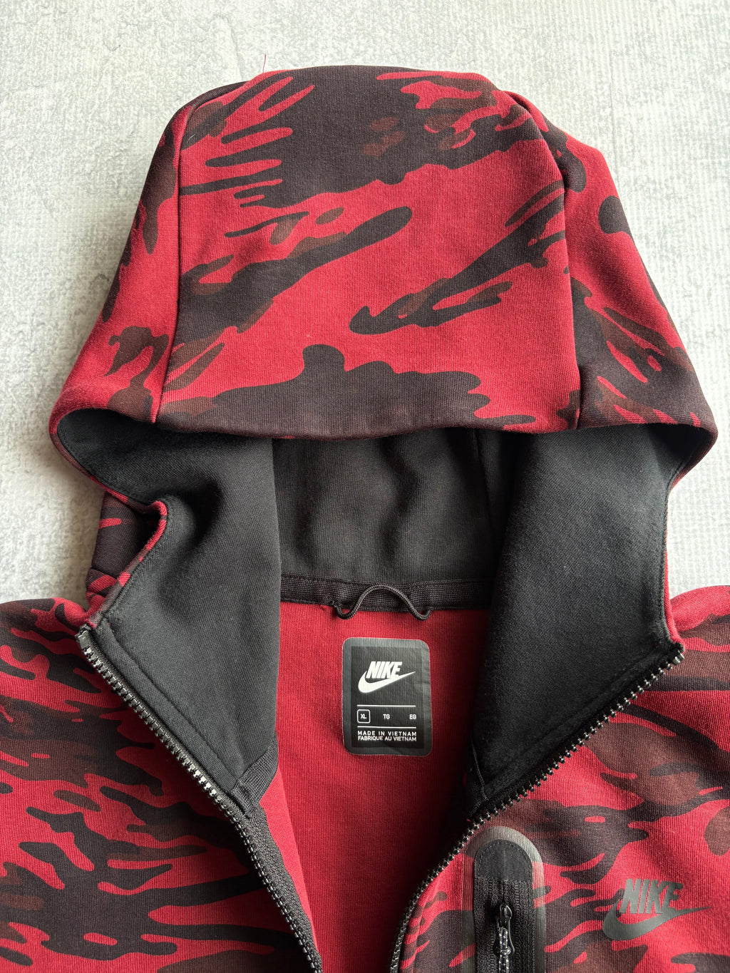 Nike Tech Fleece Red Camo Zip Up Hoodie - XL